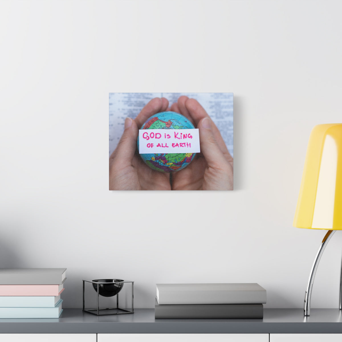 Scripture Canvas King Of All Earth Psalm 29:10 Christian Wall Art Bible Verse Print Ready to Hang-Express Your Love Gifts