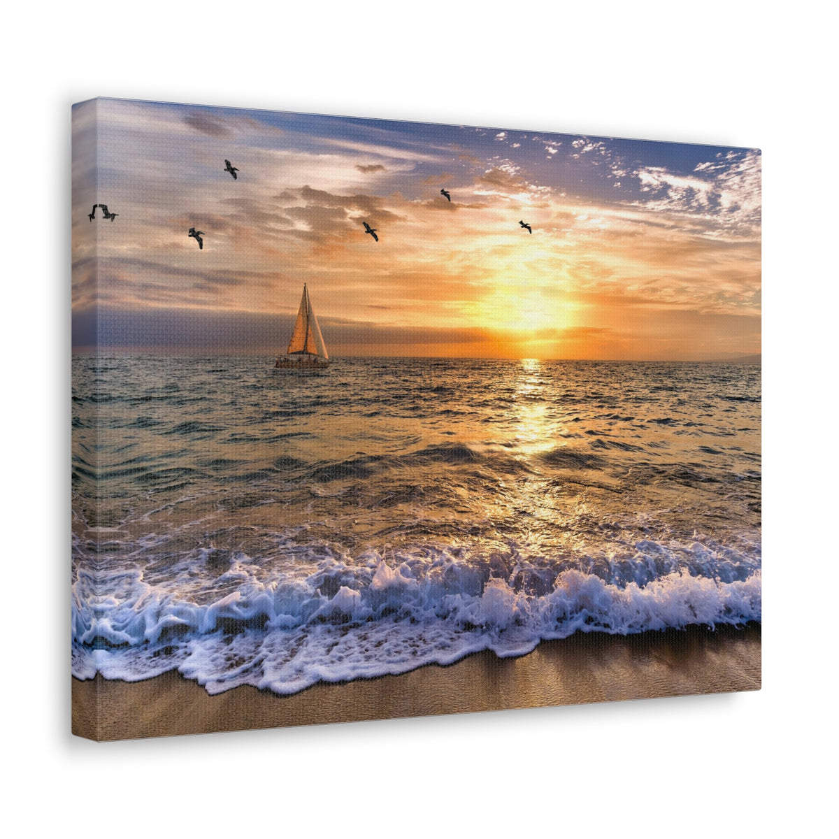 Sailboat Sailing Out To Sea Ocean Canvas Wall Art for Home Decor Ready-to-Hang-Express Your Love Gifts