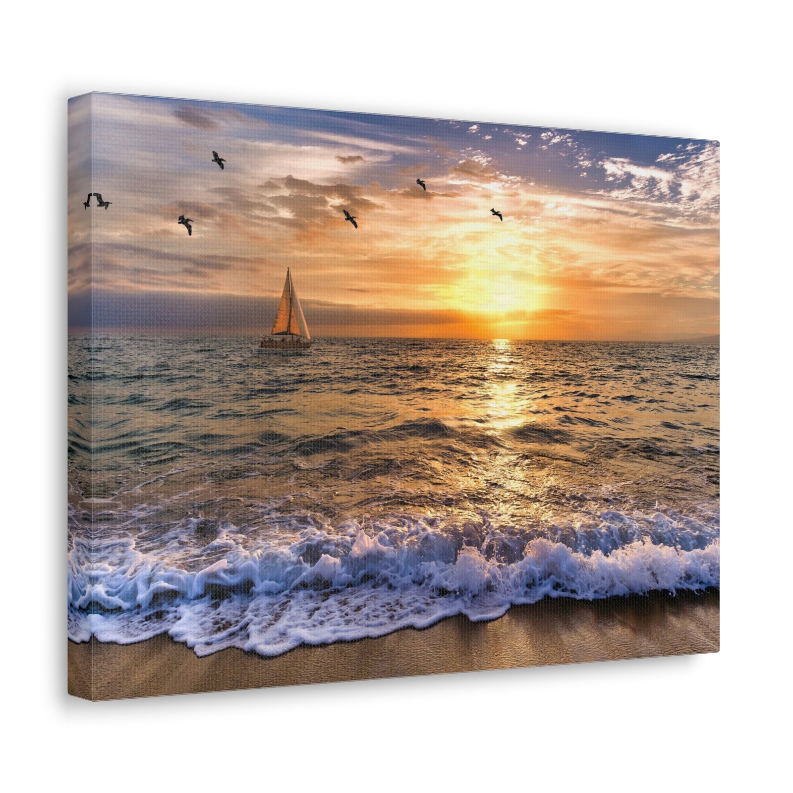 Sailboat Sailing Out To Sea Ocean Canvas Wall Art for Home Decor Ready-to-Hang-Express Your Love Gifts