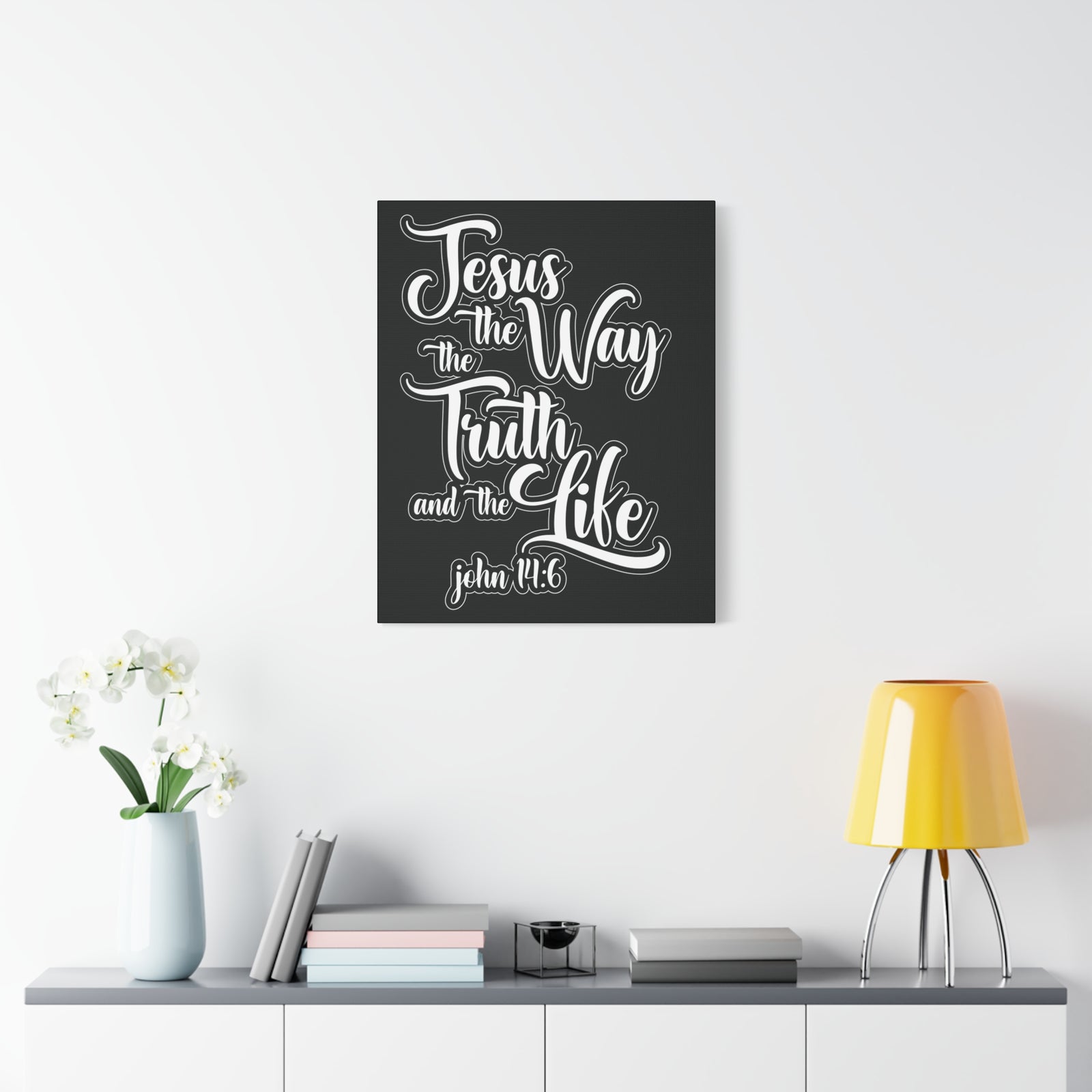 Scripture Walls Jesus The Way The Truth And The Life John 14:6 Black and White Bible Verse Canvas Christian Wall Art Ready To Hang-Express Your Love Gifts