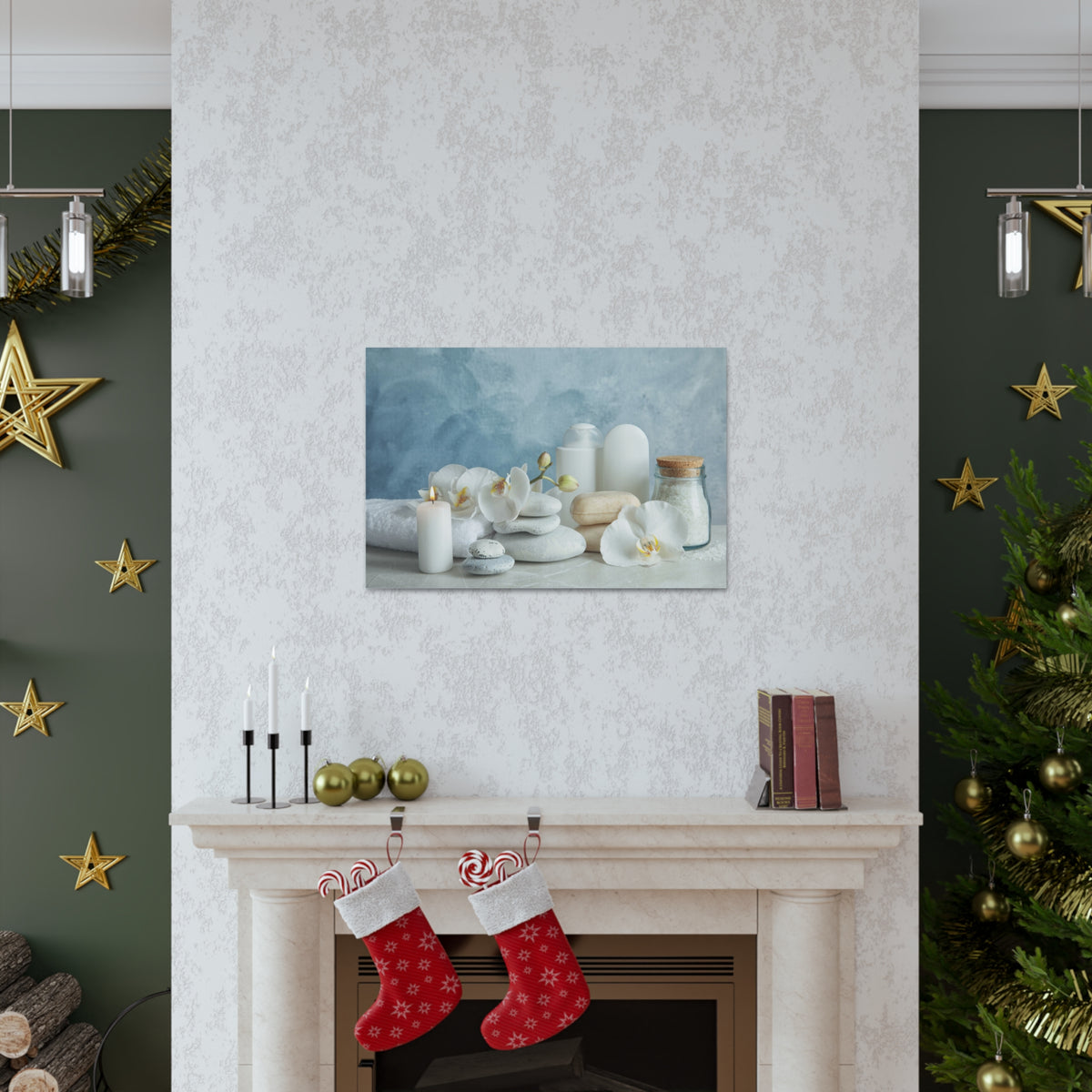 Stones on Light Table Forest Floral Nature Photography Canvas Wall Art for Home Decor Ready-to-Hang-Express Your Love Gifts