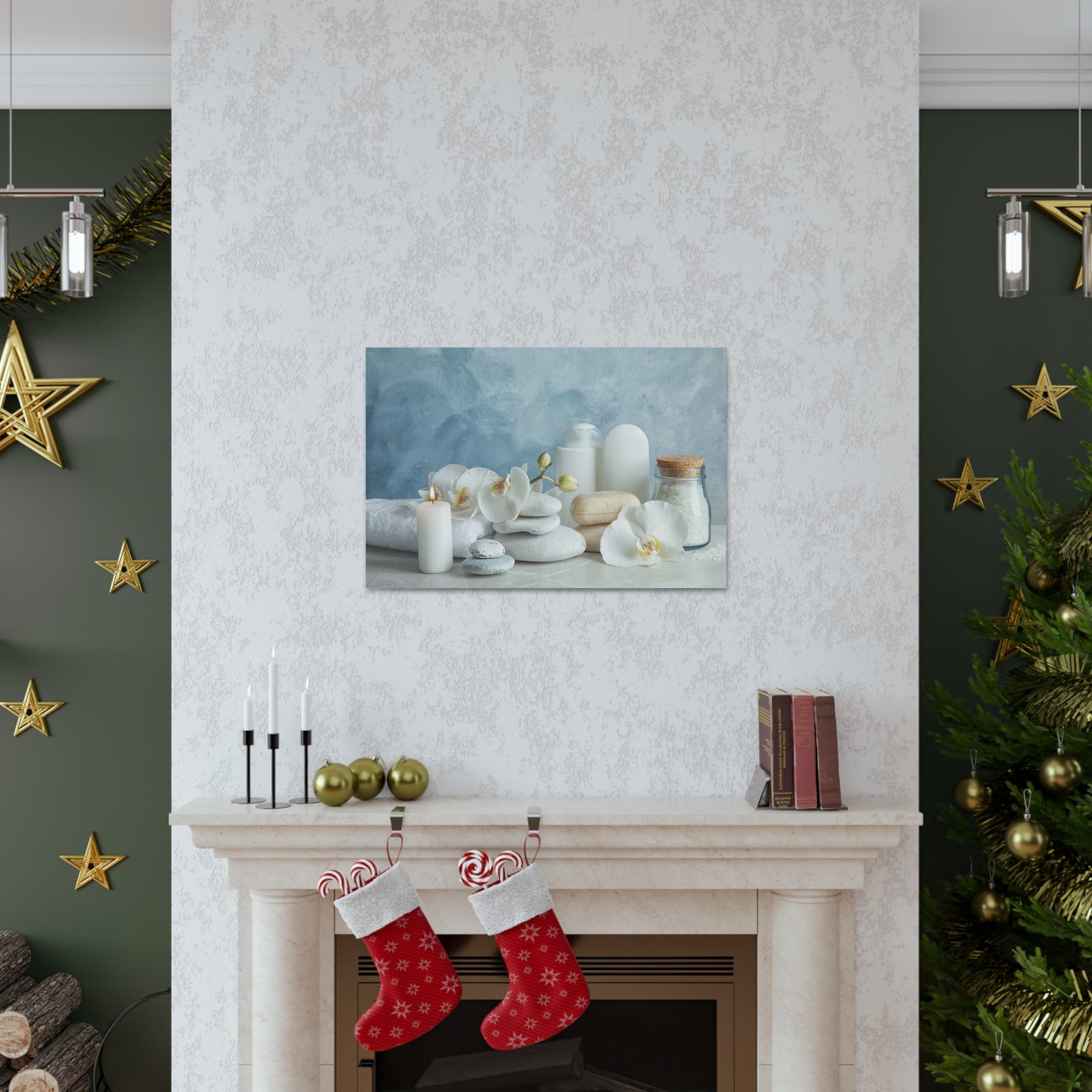 Stones on Light Table Forest Floral Nature Photography Canvas Wall Art for Home Decor Ready-to-Hang-Express Your Love Gifts