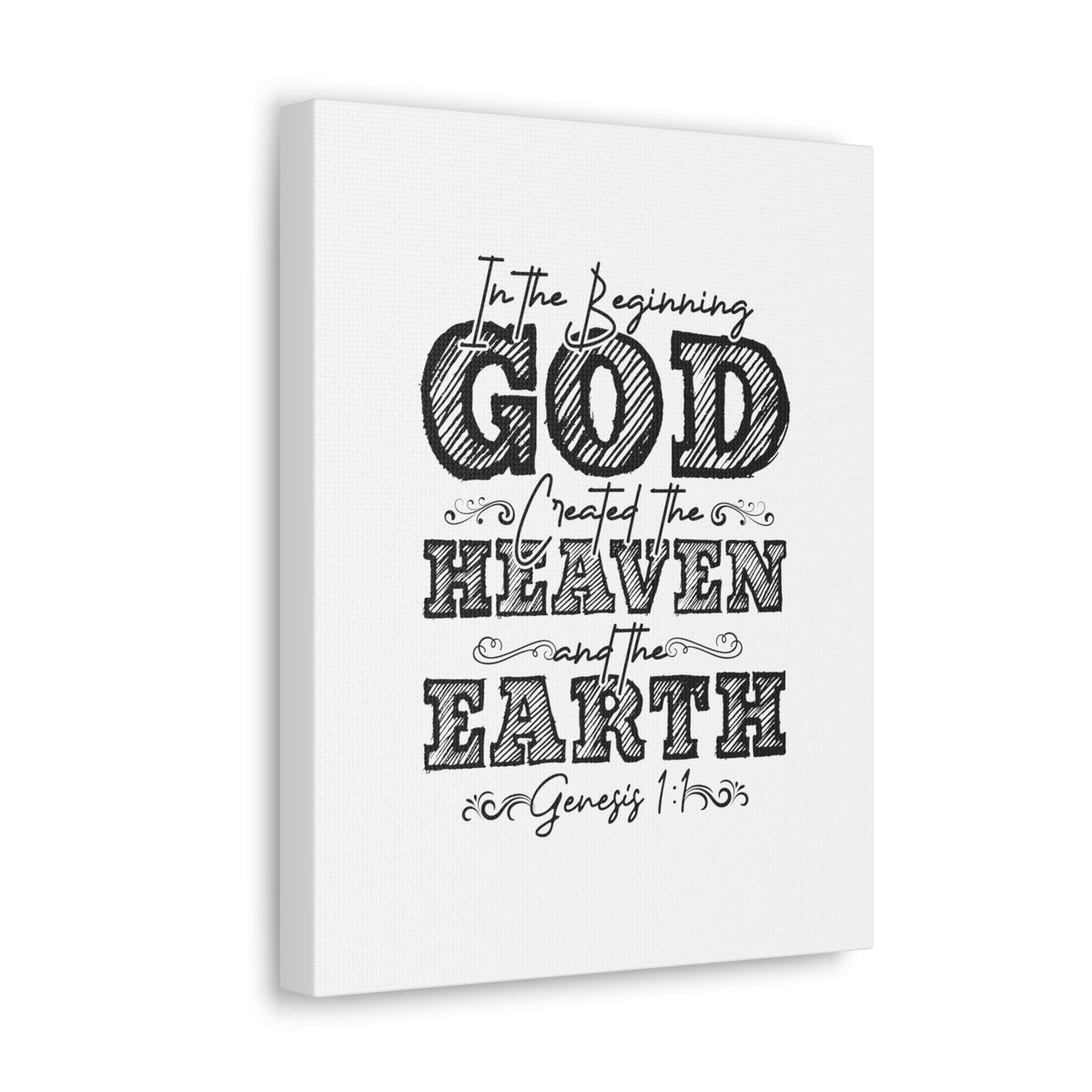 Scripture Walls Genesis 1:1 In The Beginning White Bible Verse Canvas Christian Wall Art Ready to Hang Unframed-Express Your Love Gifts