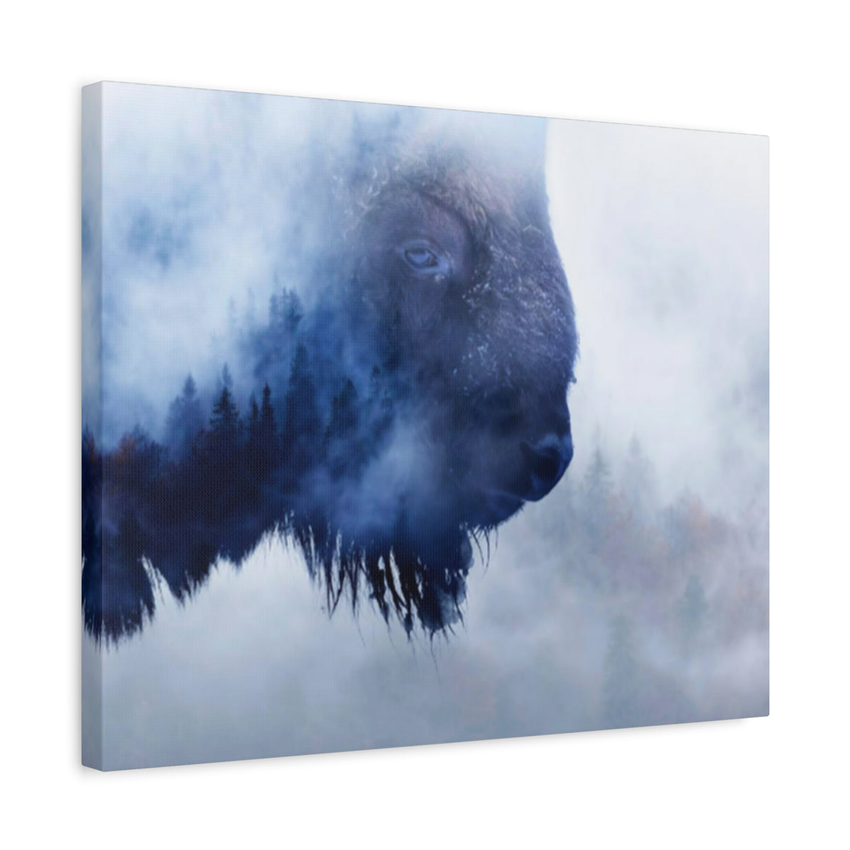 Wild Bison And A Pine Forest Buffalo Art Canvas Wall Art for Home Decor Ready-to-Hang-Express Your Love Gifts