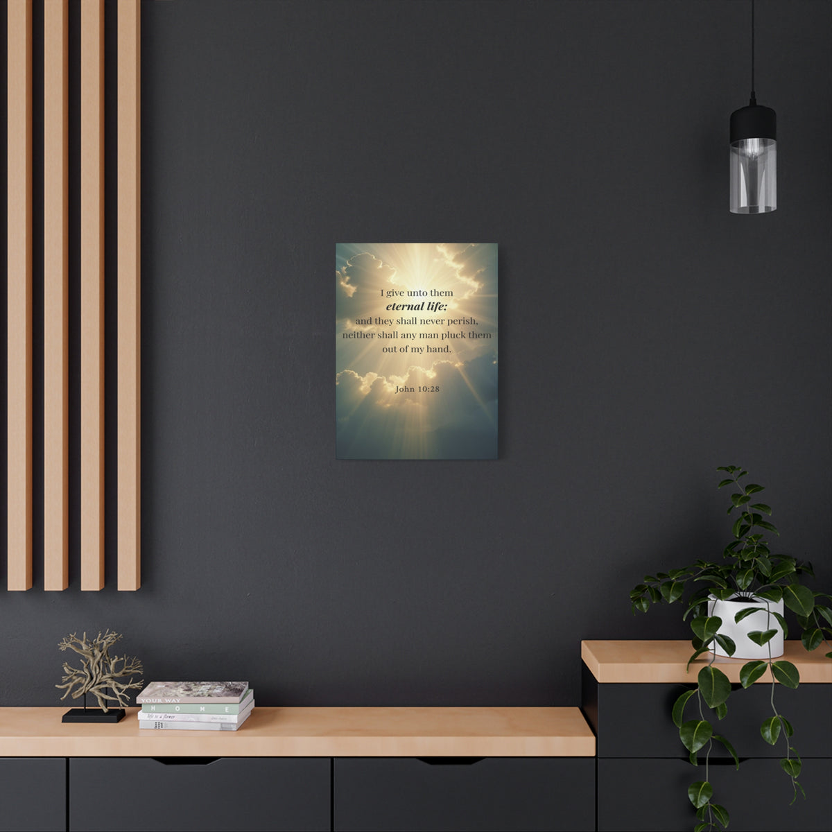 Scripture Walls John 10:28 Eternal Assurance Bible Verse Canvas Christian Wall Art Ready to Hang Unframed-Express Your Love Gifts