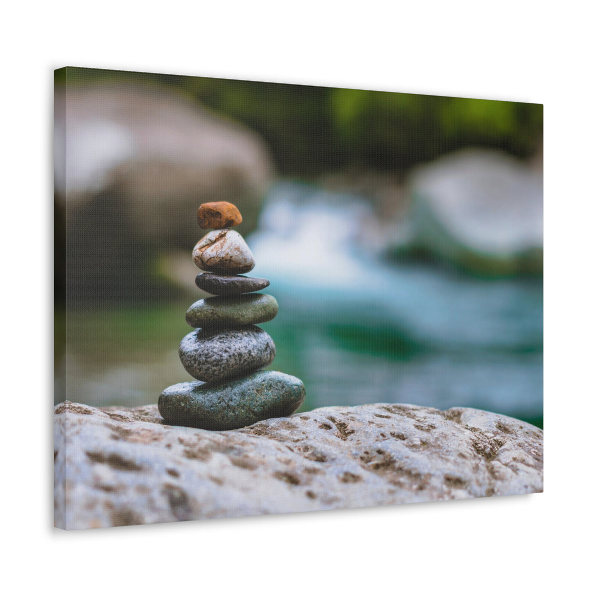 Rocks Stacked in Balance Forest Floral Nature Photography Canvas Wall Art for Home Decor Ready-to-Hang-Express Your Love Gifts