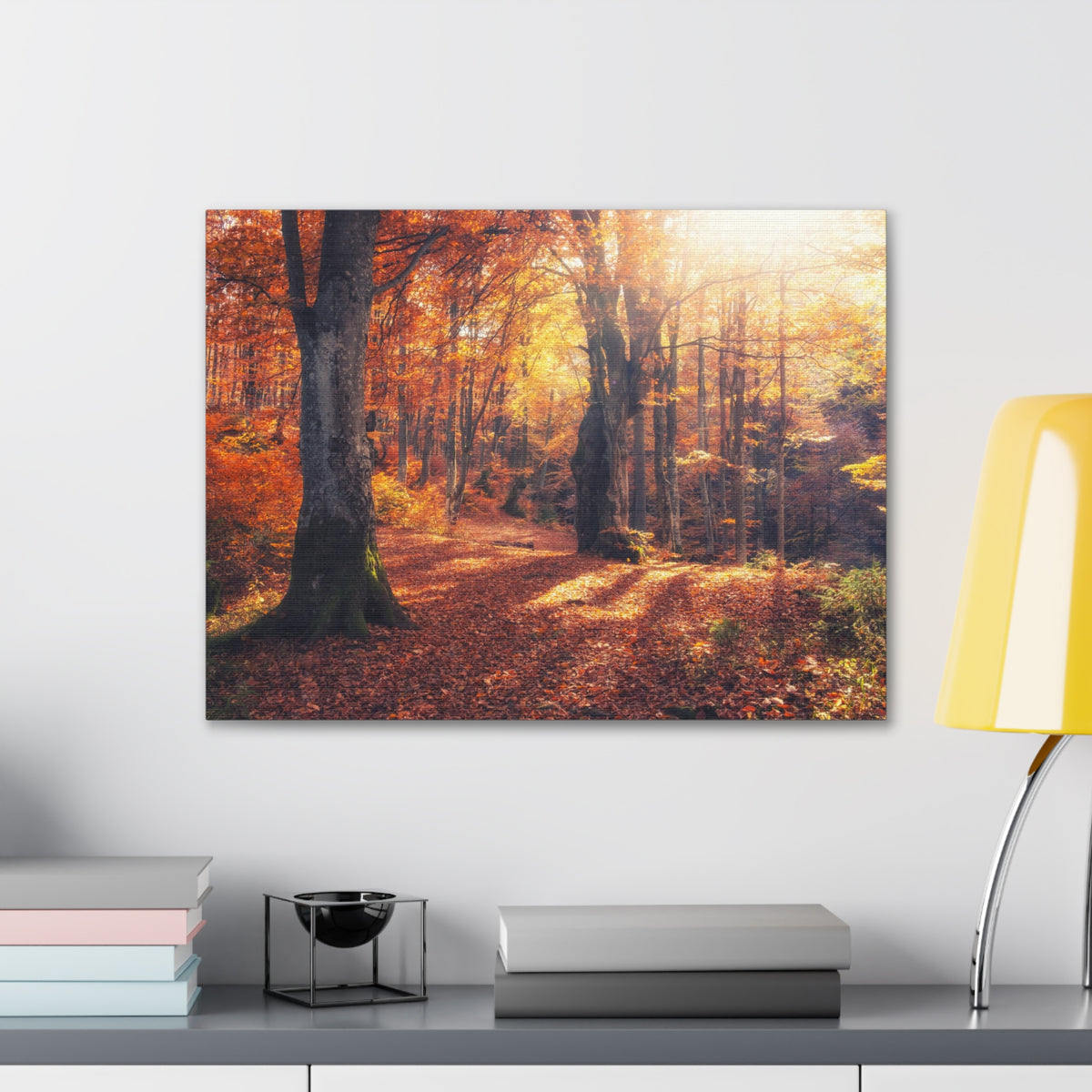 Orange Tree Sunlight Autumn Forest Nature Wilderness Photography Canvas Wall Art for Home Decor Ready-to-Hang-Express Your Love Gifts