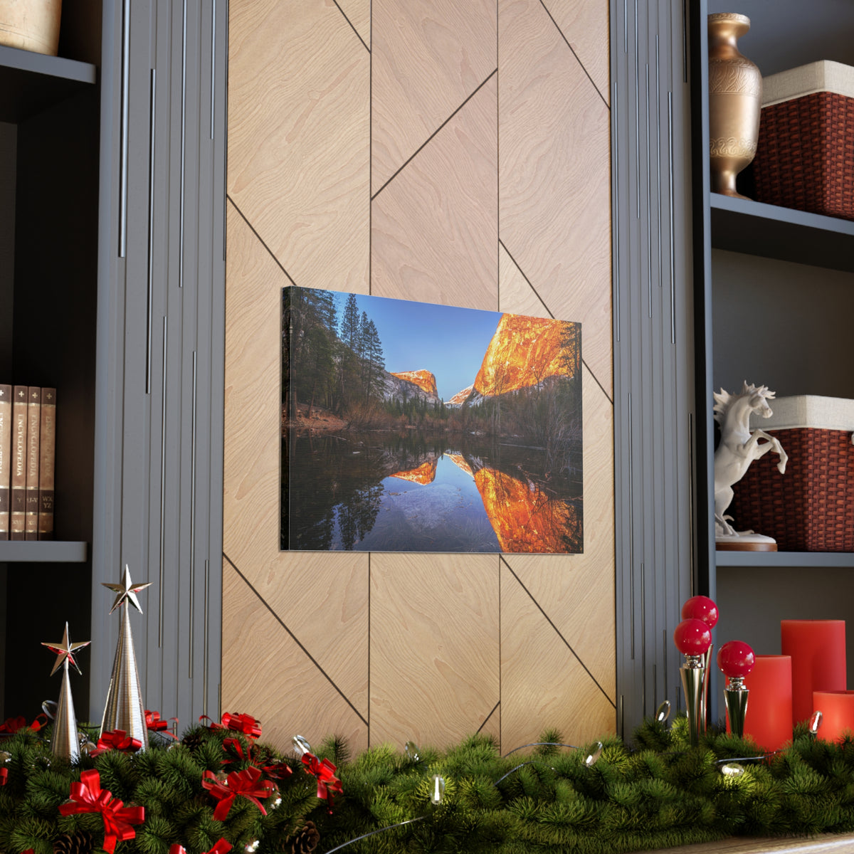 Mountain Golden Hour Lake Nature Wilderness Photography Canvas Wall Art for Home Decor Ready-to-Hang-Express Your Love Gifts