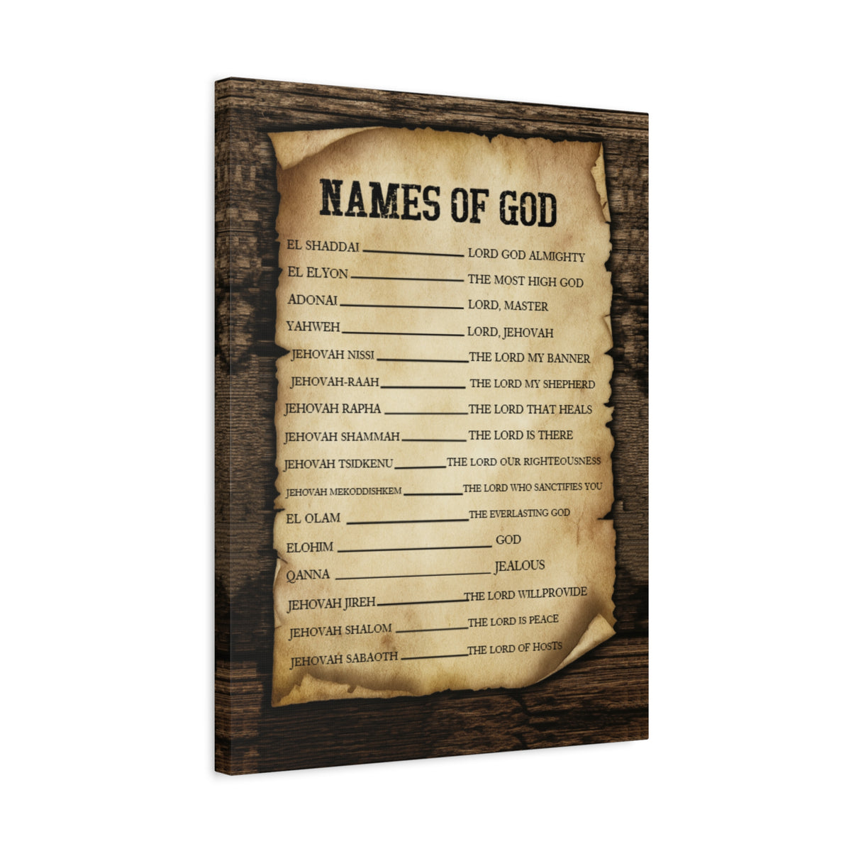 Scripture Canvas Names of God Christian Wall Art Bible Verse Print Ready to Hang-Express Your Love Gifts