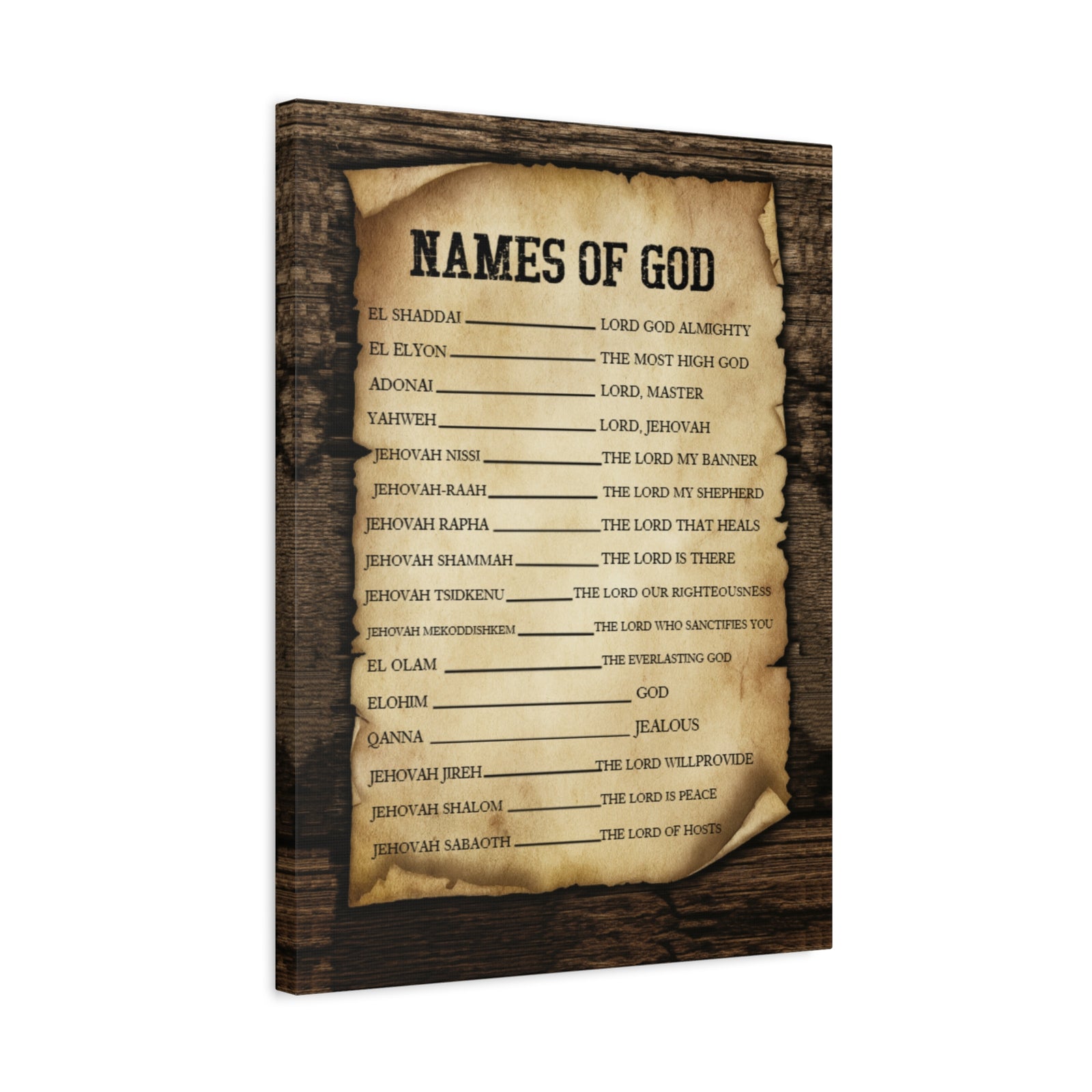 Scripture Canvas Names of God Christian Wall Art Bible Verse Print Ready to Hang-Express Your Love Gifts