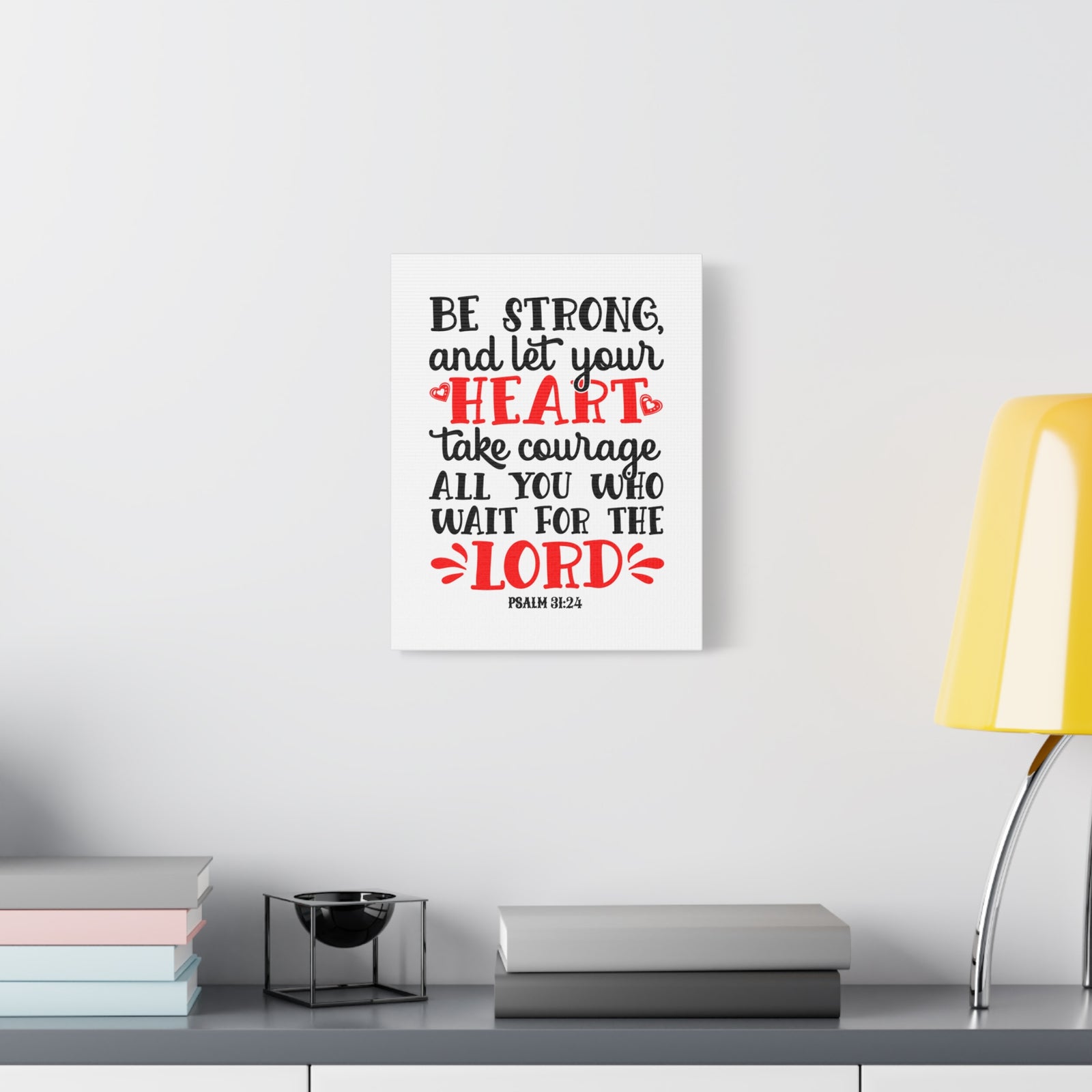 Scripture Canvas Heart Take Courage Psalm 31:24 Christian Wall Art Bible Verse Print Ready to Hang-Express Your Love Gifts
