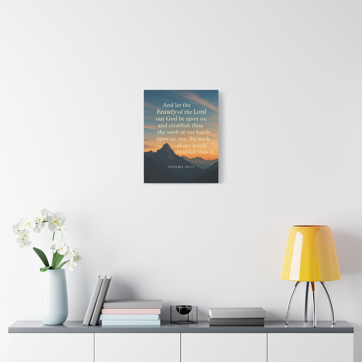 Bible Verse Canvas Psalms 90:17 Christian Home Décor Wall Art Scripture Ready to Hang Faith Print-Express Your Love Gifts