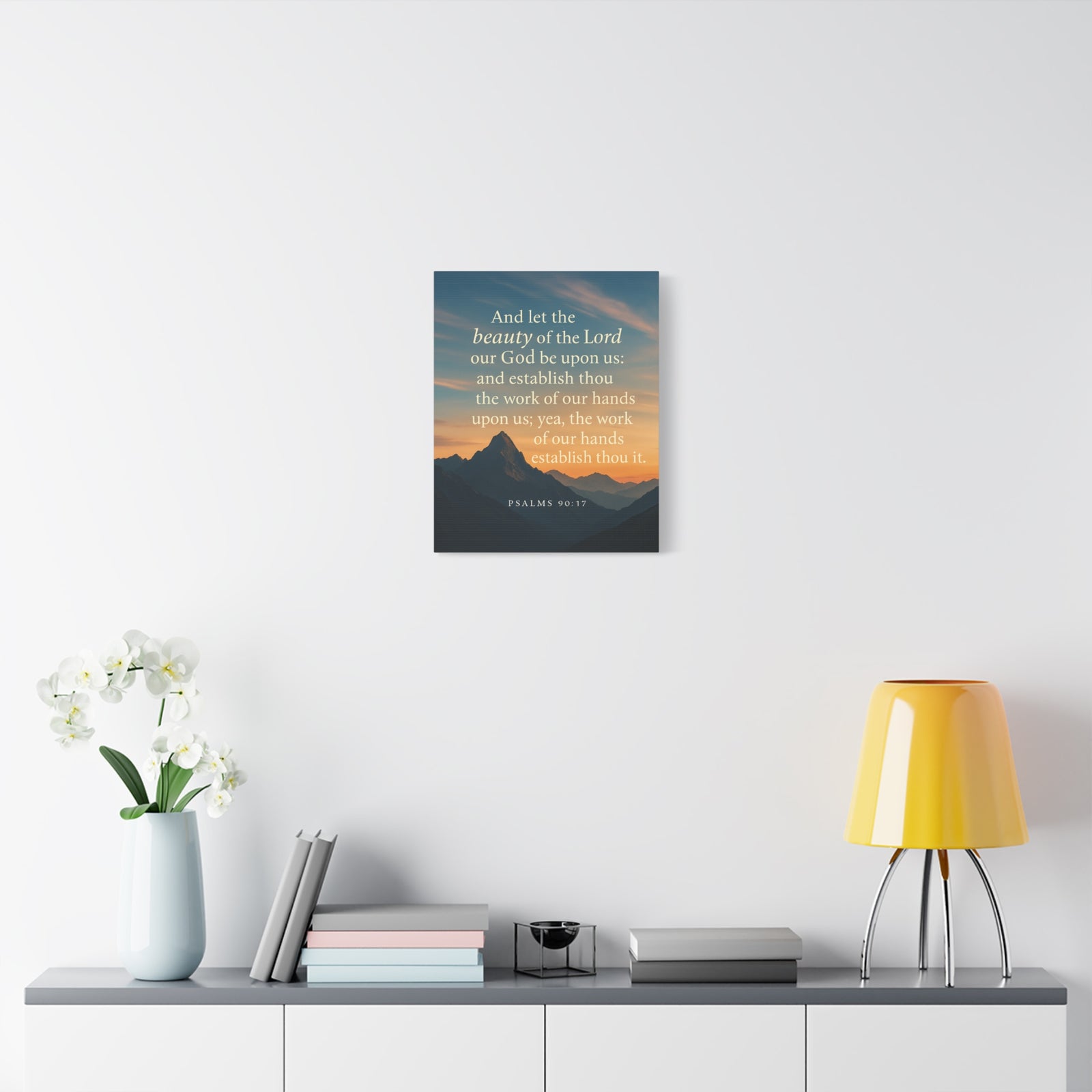 Bible Verse Canvas Psalms 90:17 Christian Home Décor Wall Art Scripture Ready to Hang Faith Print-Express Your Love Gifts