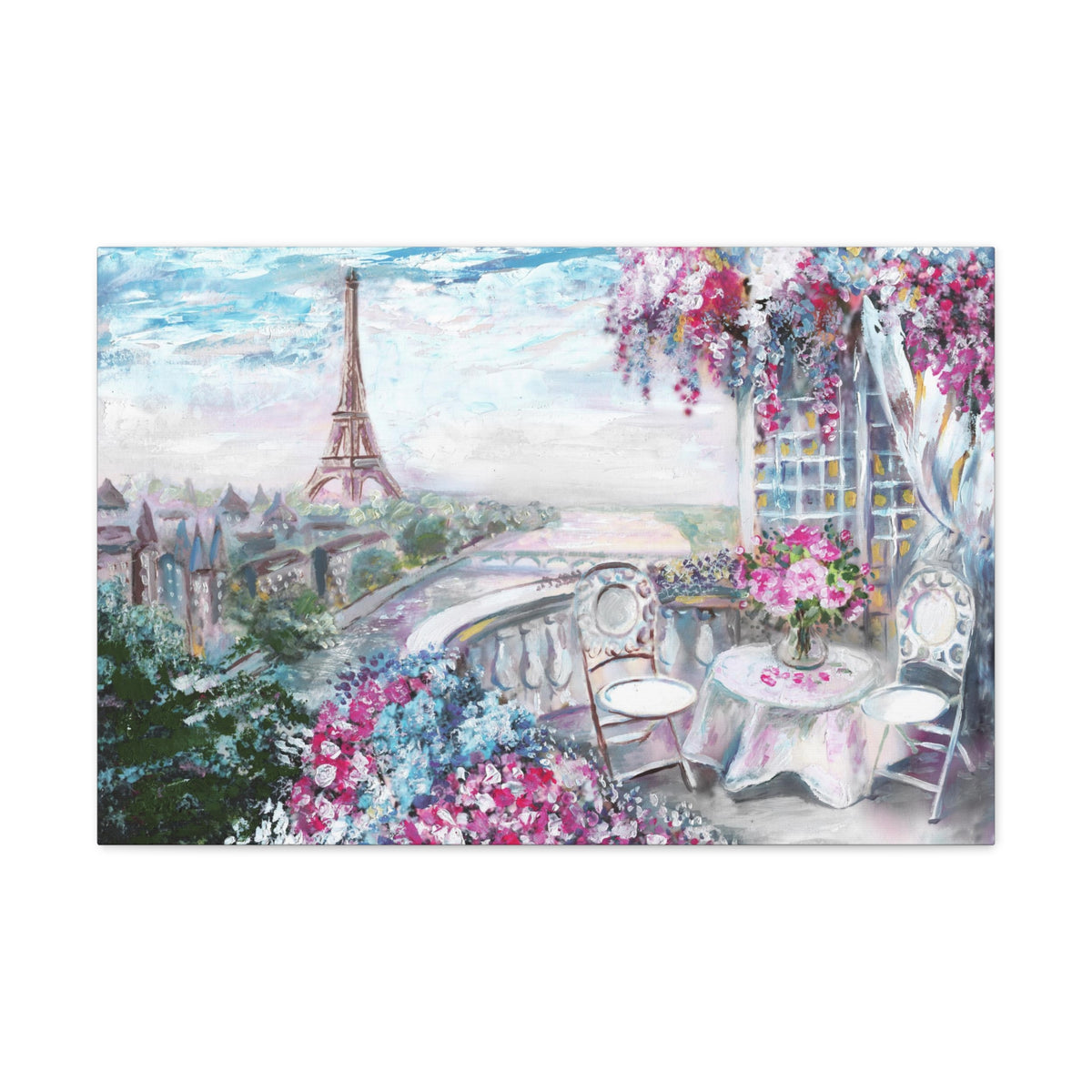 Paris Pink Eiffel Tower France Canvas Artwork High-Quality Breathtaking French City for Home Decor Ready to Hang-Express Your Love Gifts