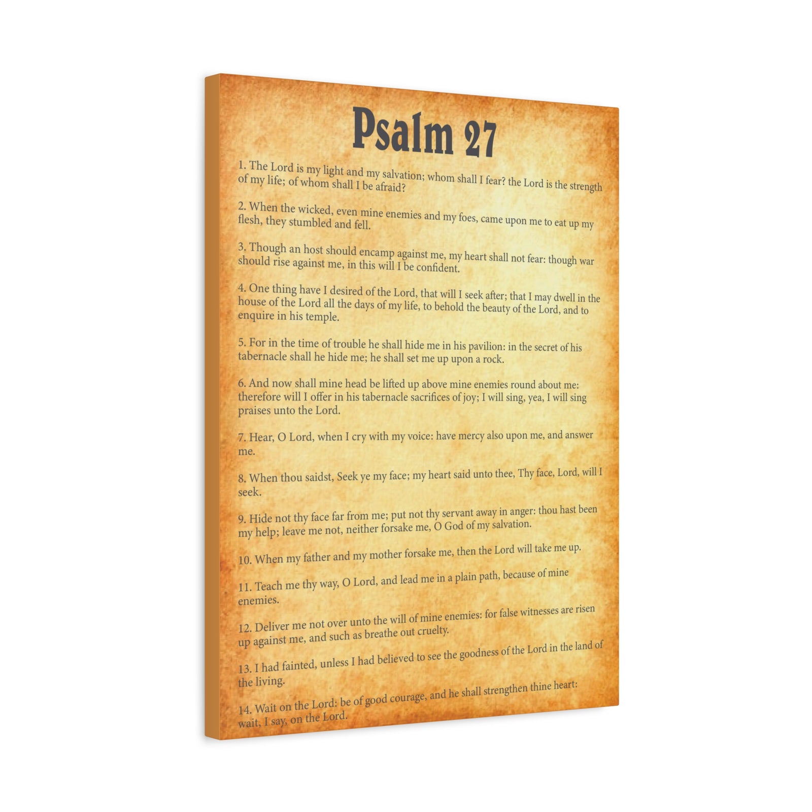 Scripture Walls Psalm 27 Gold Bible Chapter Canvas Christian Wall Art Ready to Hang-Express Your Love Gifts