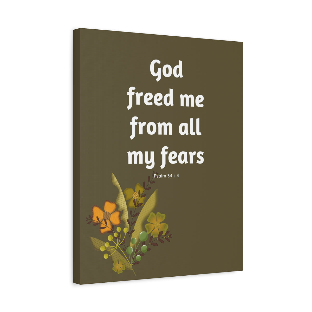 Scripture Canvas God Freed Me Psalm 34:4 Christian Wall Art Bible Verse Print Ready to Hang-Express Your Love Gifts