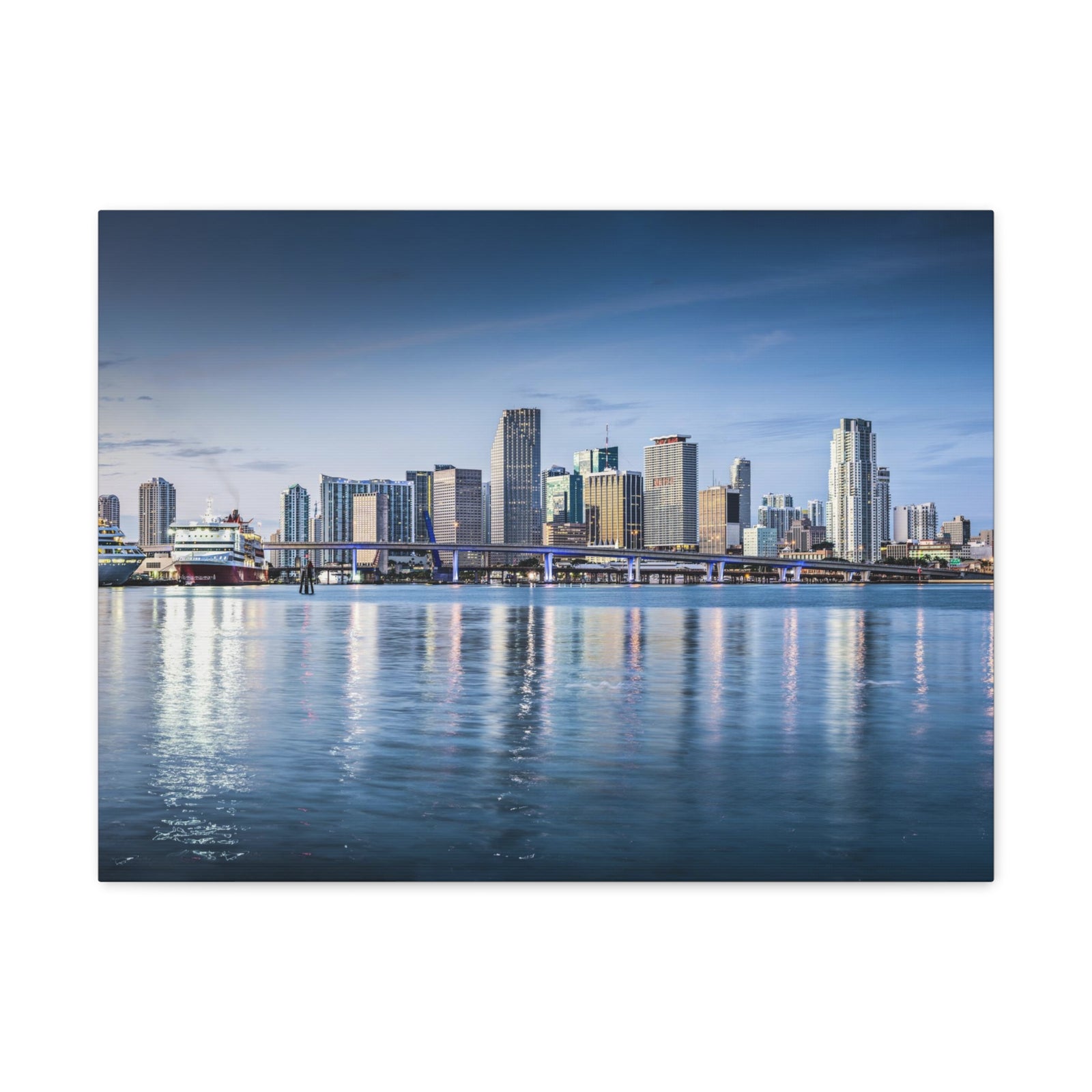 Miami Daytime Skyline Canvas Artwork High-Quality Breathtaking Stunning Cityscape for Home Decor Ready to Hang-Express Your Love Gifts