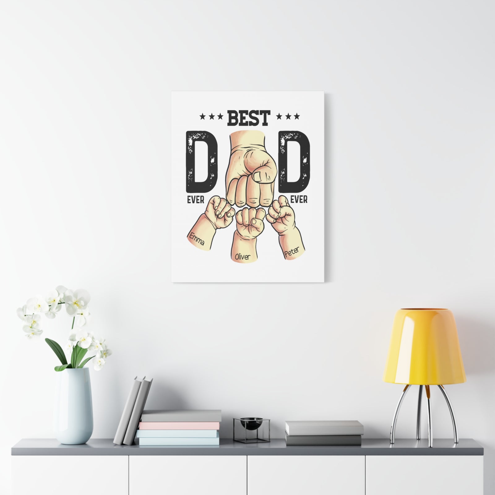 Personalized Best Dad Ever Canvas Wall Art-Express Your Love Gifts