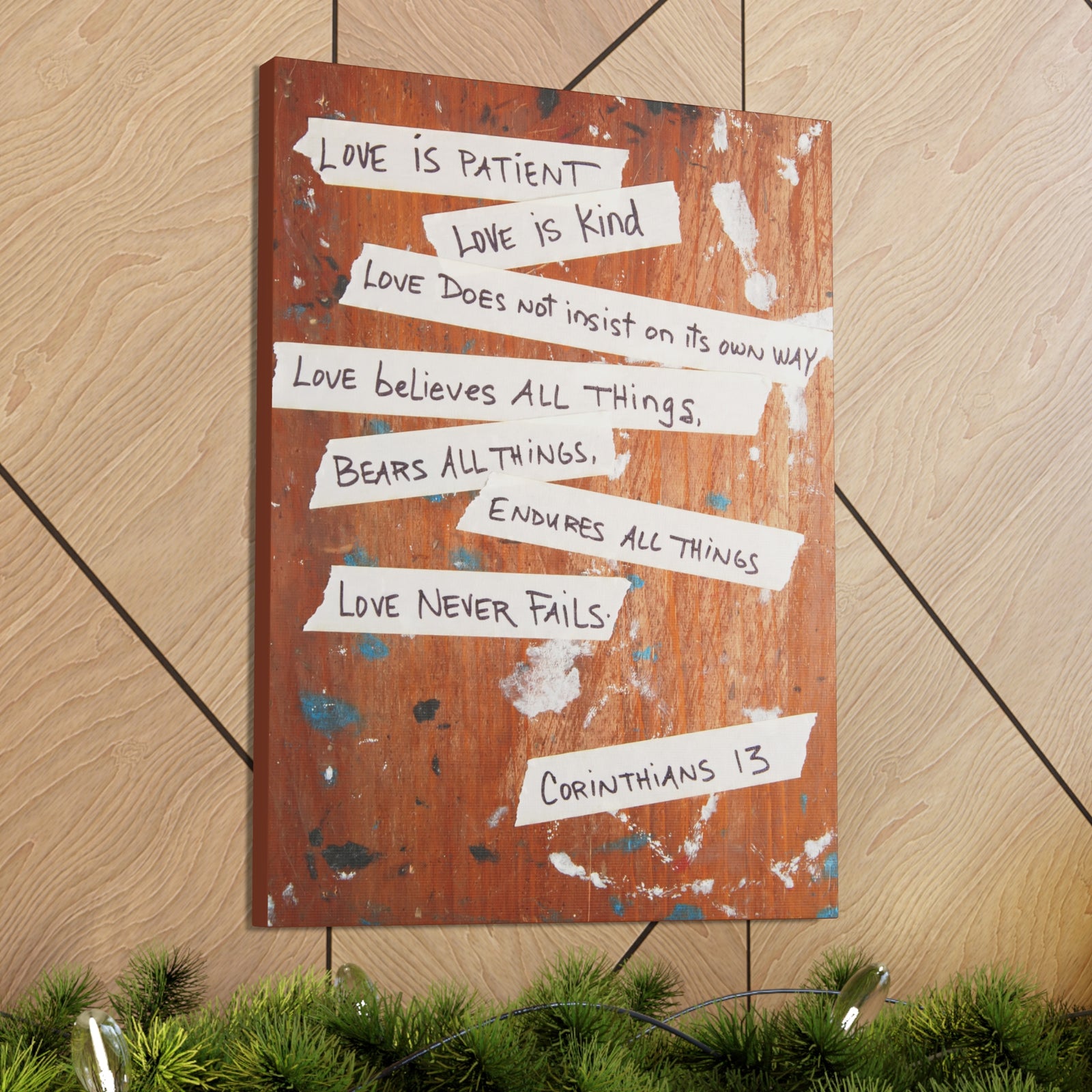Scripture Canvas Love Is Patient Corinthians 13 Christian Wall Art Bible Verse Print Ready to Hang-Express Your Love Gifts
