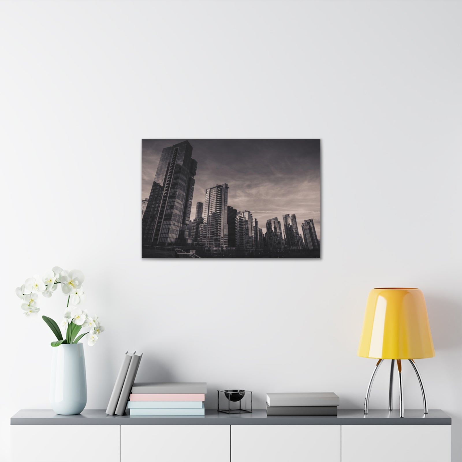 Vancouver Black And White Skyline Canvas Artwork High-Quality Breathtaking Stunning Cityscape for Home Decor Ready to Hang-Express Your Love Gifts