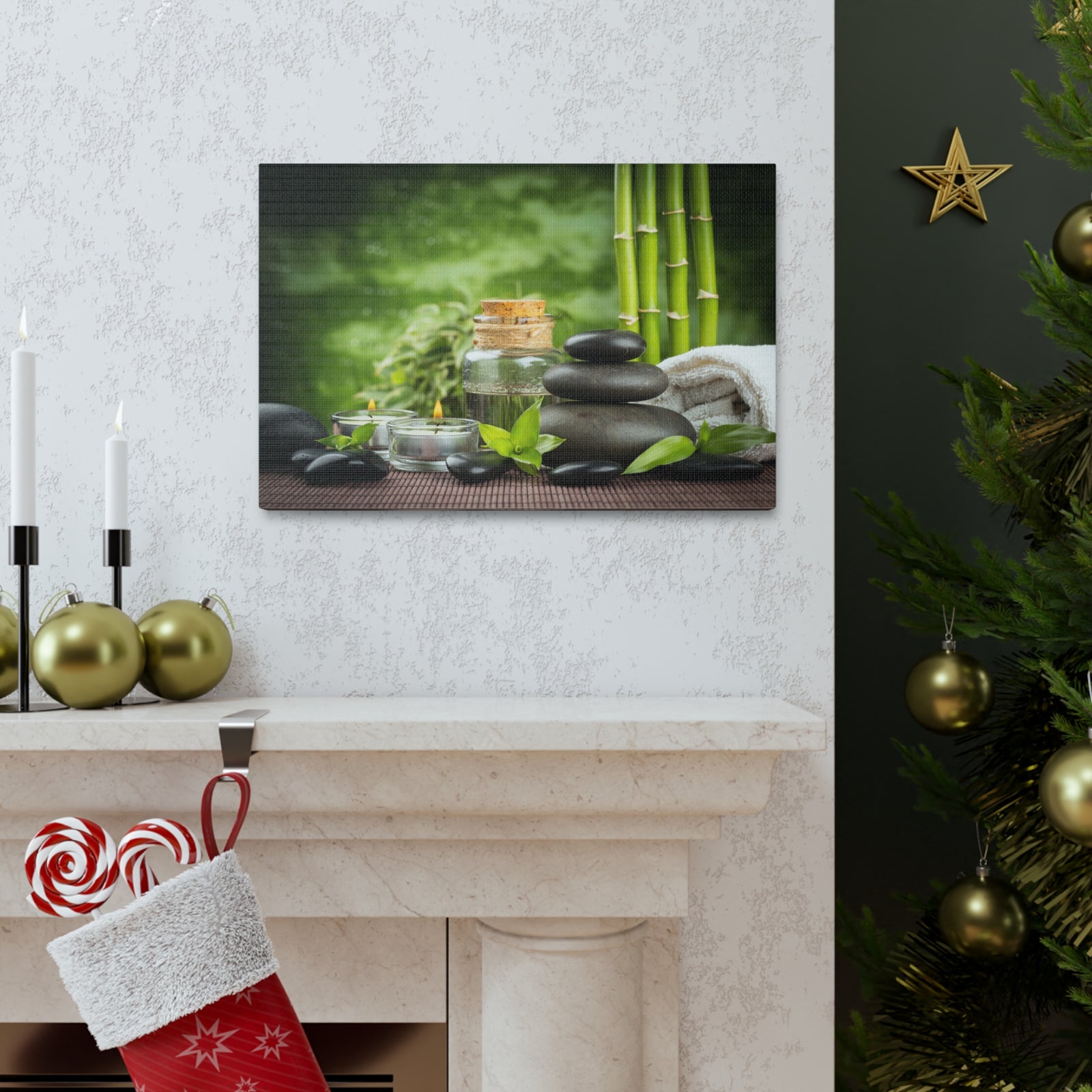 Massage Oil and Stones Forest Floral Nature Photography Canvas Wall Art for Home Decor Ready-to-Hang-Express Your Love Gifts