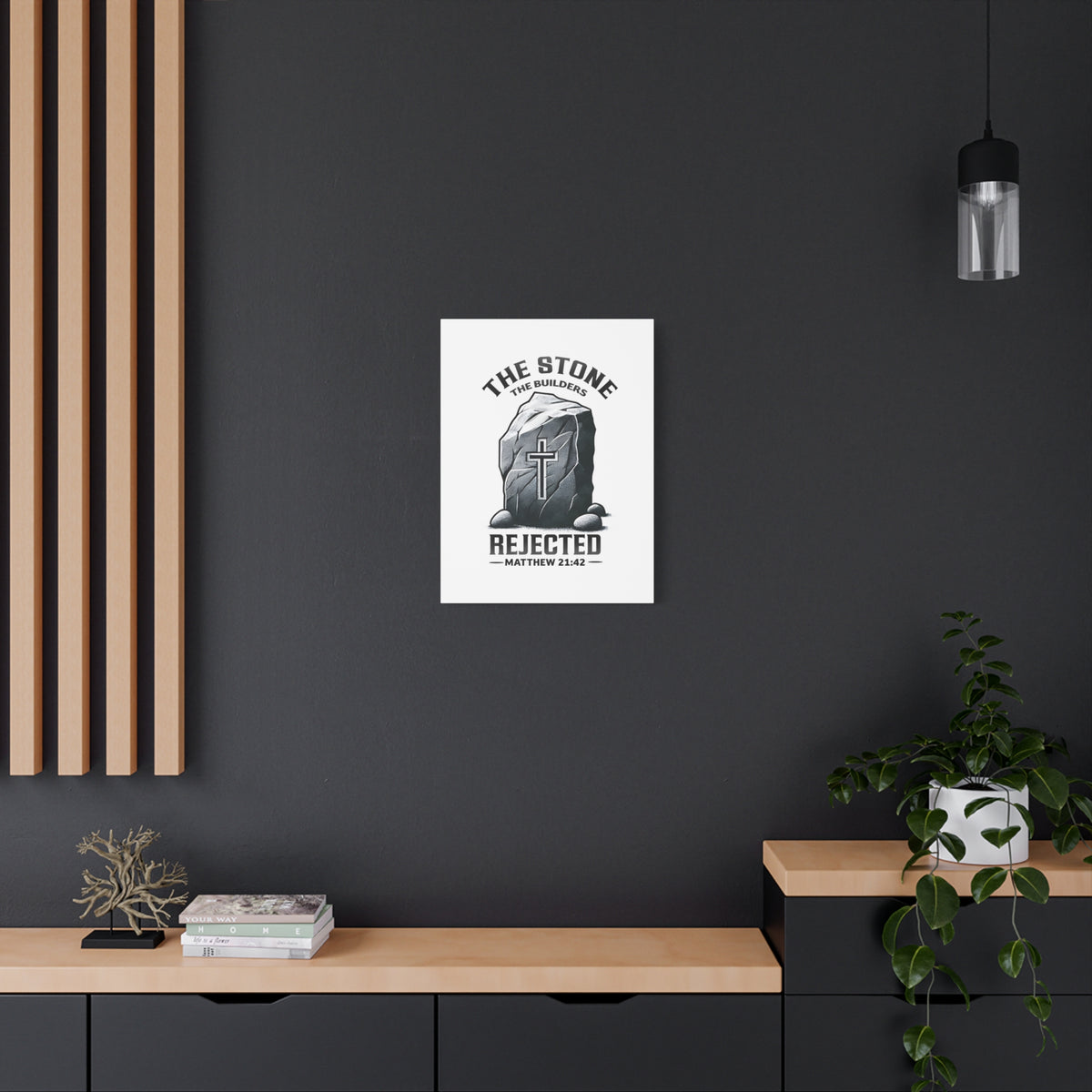 Scripture Walls Matthew 21:42 Rejected Bible Verse Canvas Christian Wall Art Ready to Hang Unframed-Express Your Love Gifts