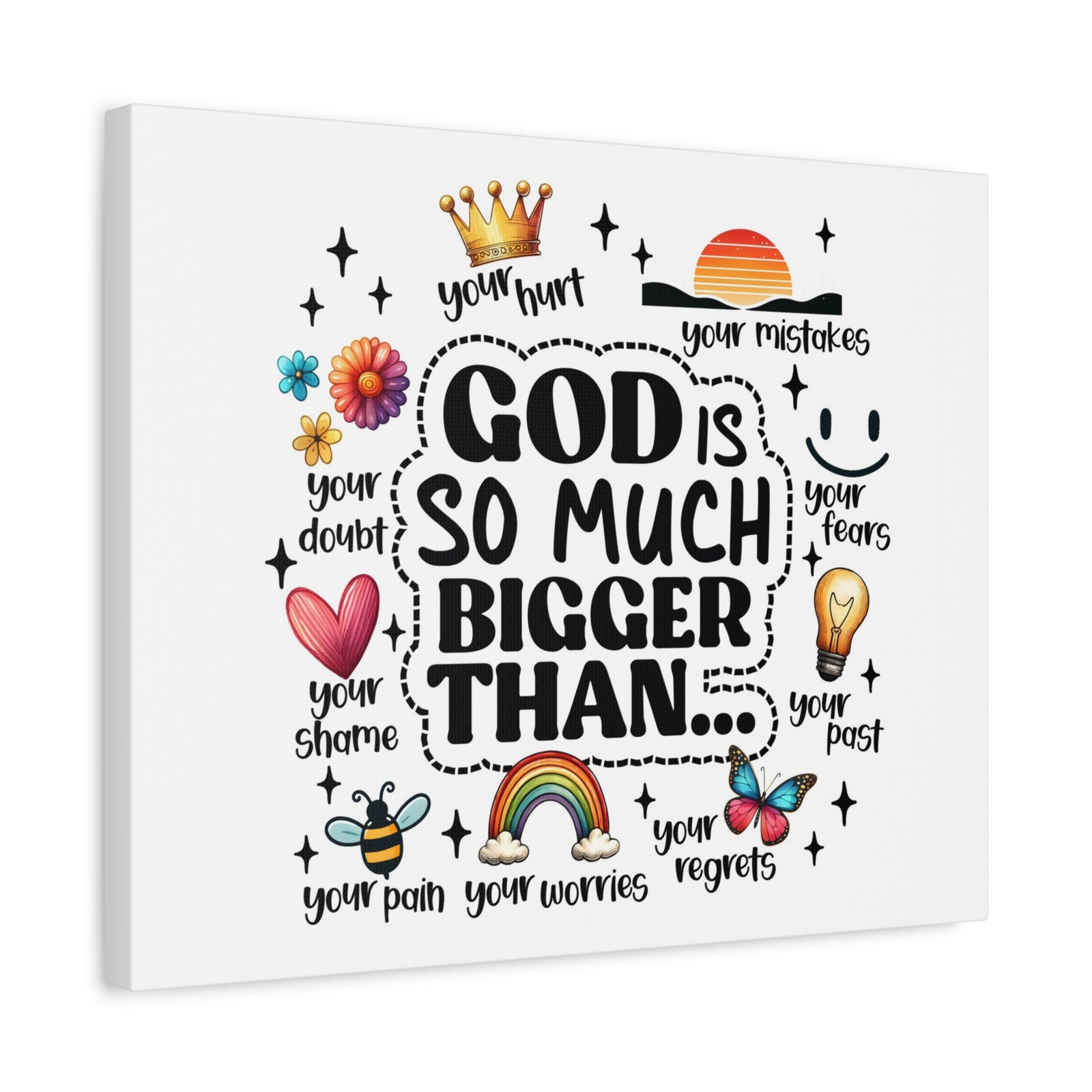 Scripture Walls God Bigger Than Everything Bible Verse Canvas Christian Wall Art Ready to Hang Unframed-Express Your Love Gifts