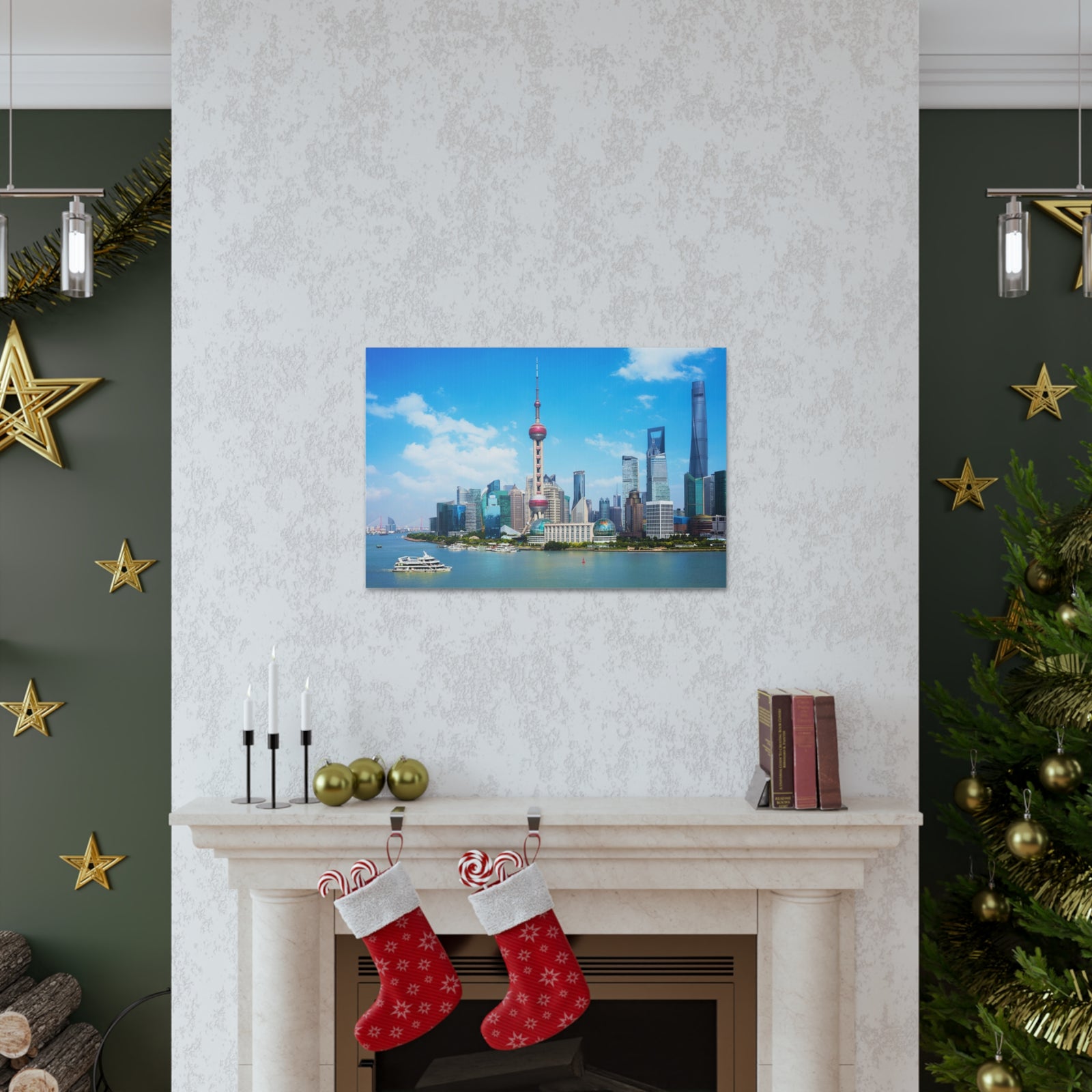Shanghai Daytime Skyline Canvas Artwork High-Quality Breathtaking Stunning Cityscape for Home Decor Ready to Hang-Express Your Love Gifts