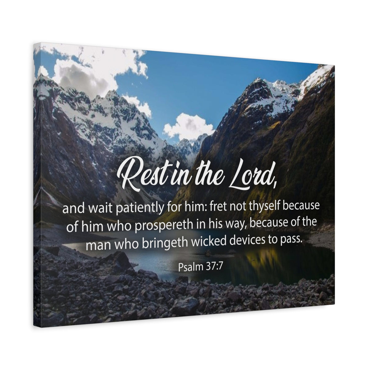 Bible Verse Canvas Rest in The Lord Psalm 37:7 Christian Home Decor Scripture Art-Express Your Love Gifts
