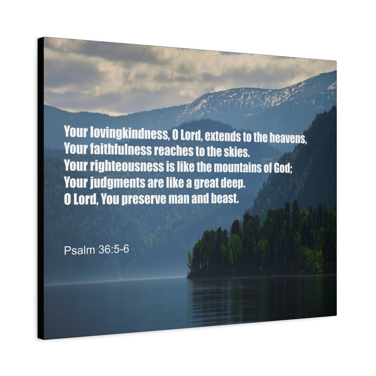 Scripture Canvas Your Lovingkindness Psalm 36:5-6 Christian Wall Art Bible Verse Print Ready to Hang-Express Your Love Gifts