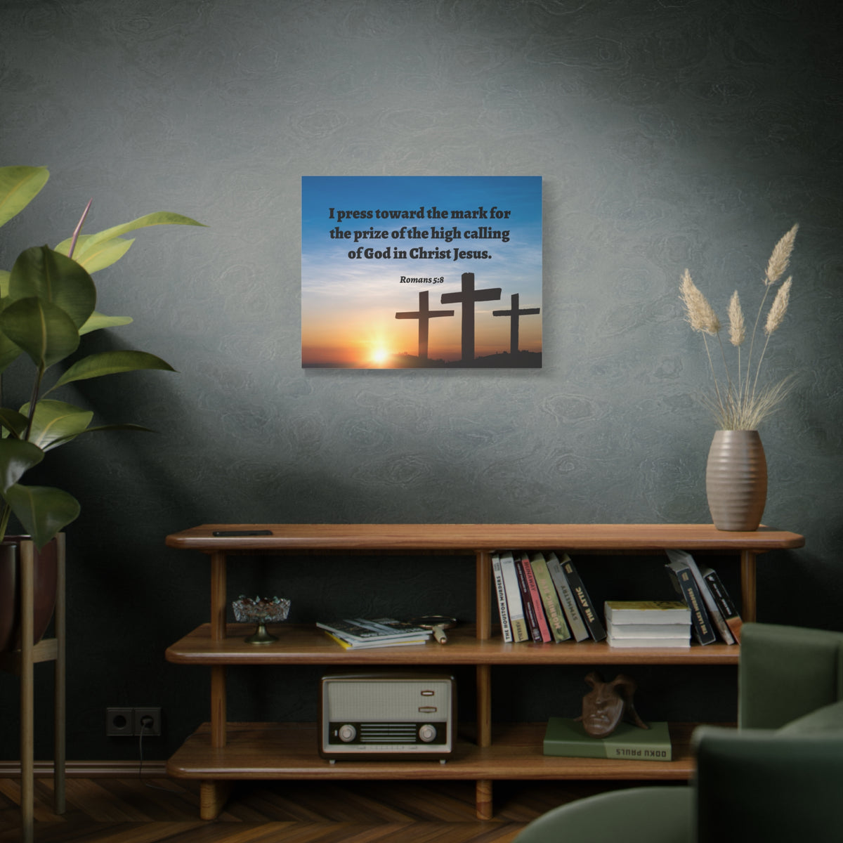 Scripture Walls High Calling Of God Romans 5:8 Bible Verse Canvas Christian Wall Art Ready to Hang-Express Your Love Gifts