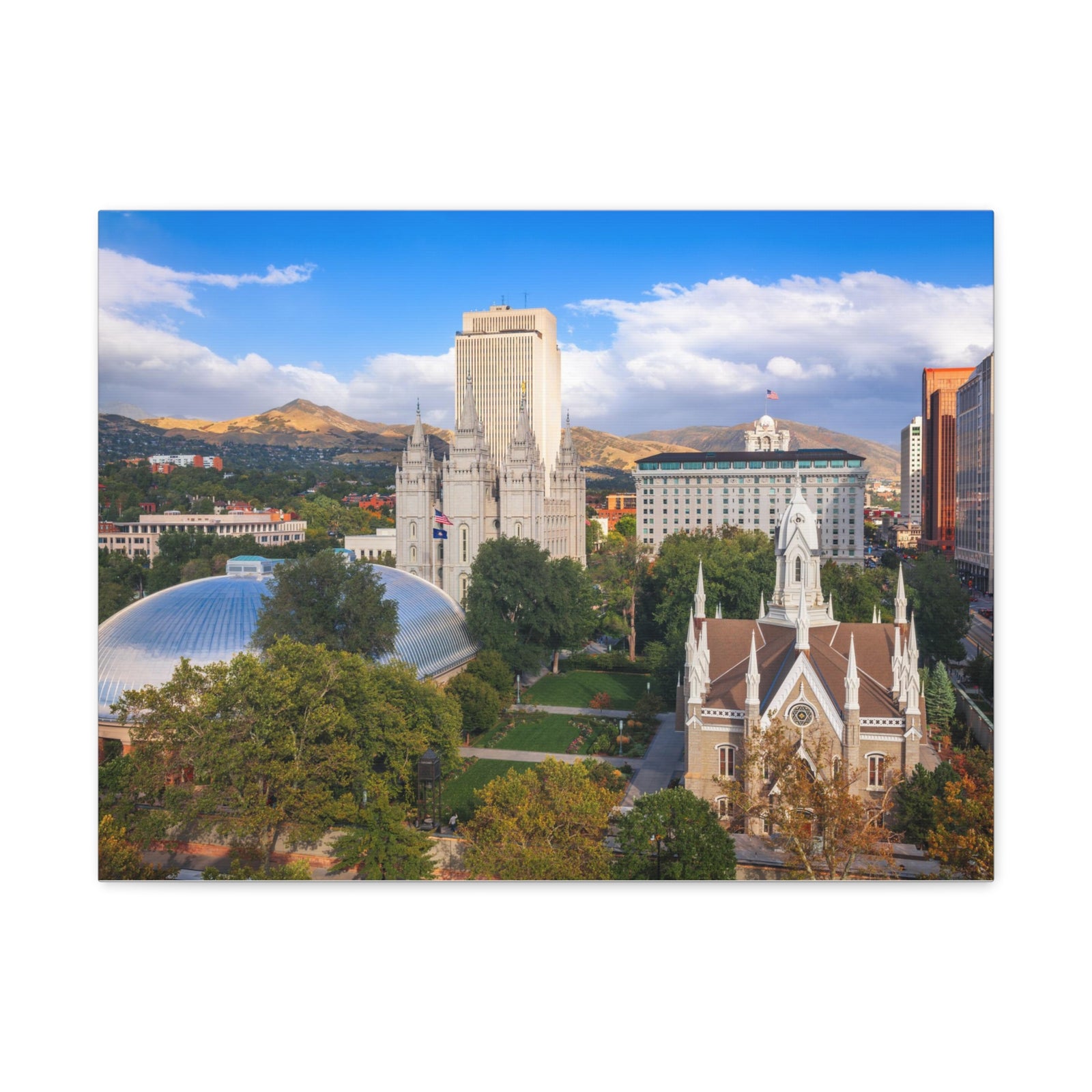 Salt Lake City Daytime Skyline Canvas Artwork High-Quality Breathtaking Stunning Cityscape for Home Decor Ready to Hang-Express Your Love Gifts