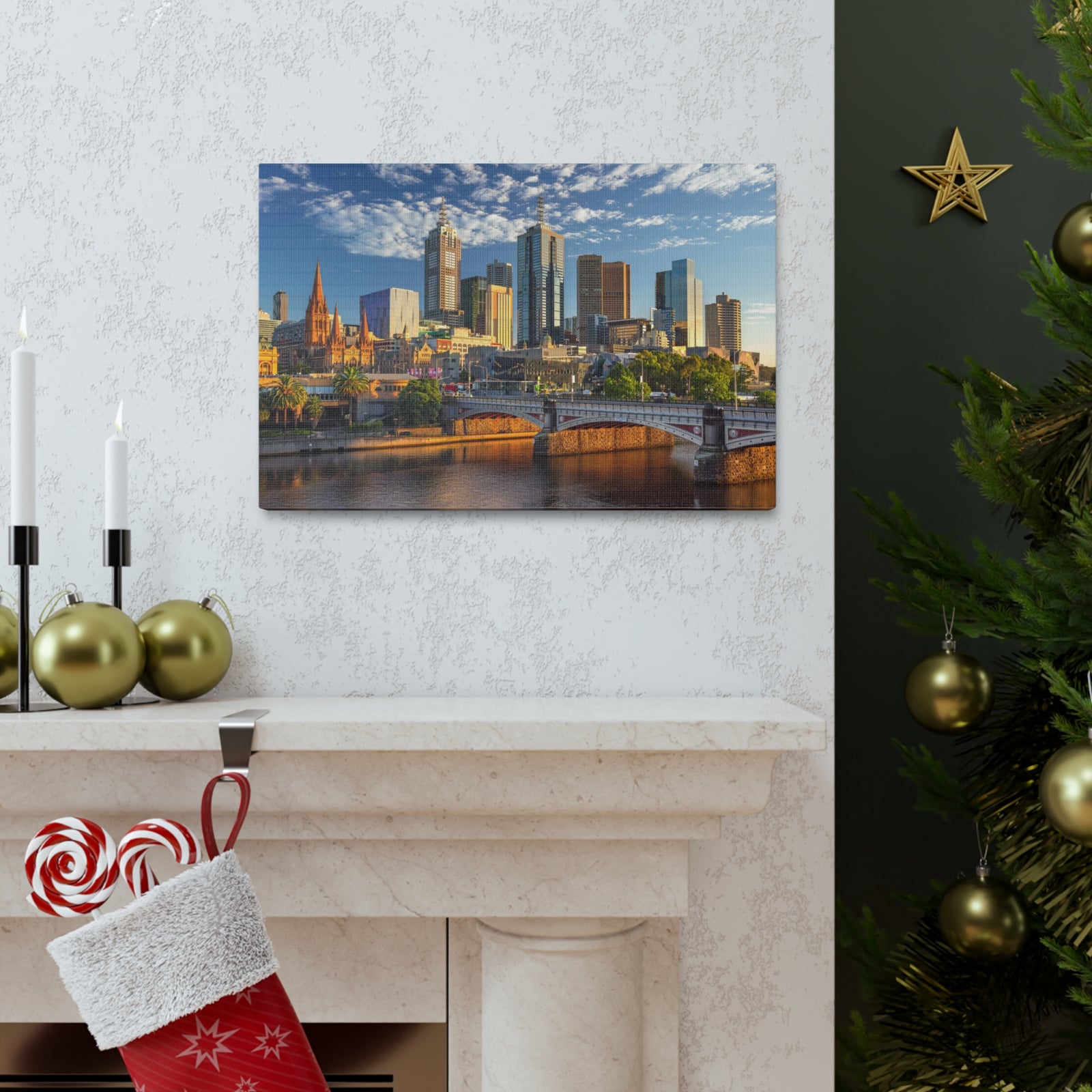 Melbourne Daytime Skyline Canvas Artwork High-Quality Breathtaking Stunning Cityscape for Home Decor Ready to Hang-Express Your Love Gifts