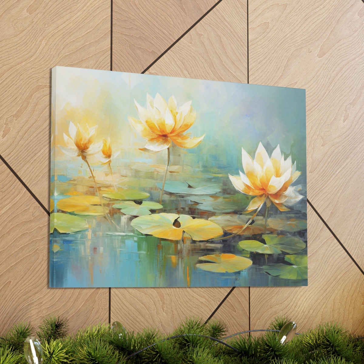 Hand-painted Lotus Flower Canvas Wall Art for Home Decor Ready-to-Hang-Express Your Love Gifts