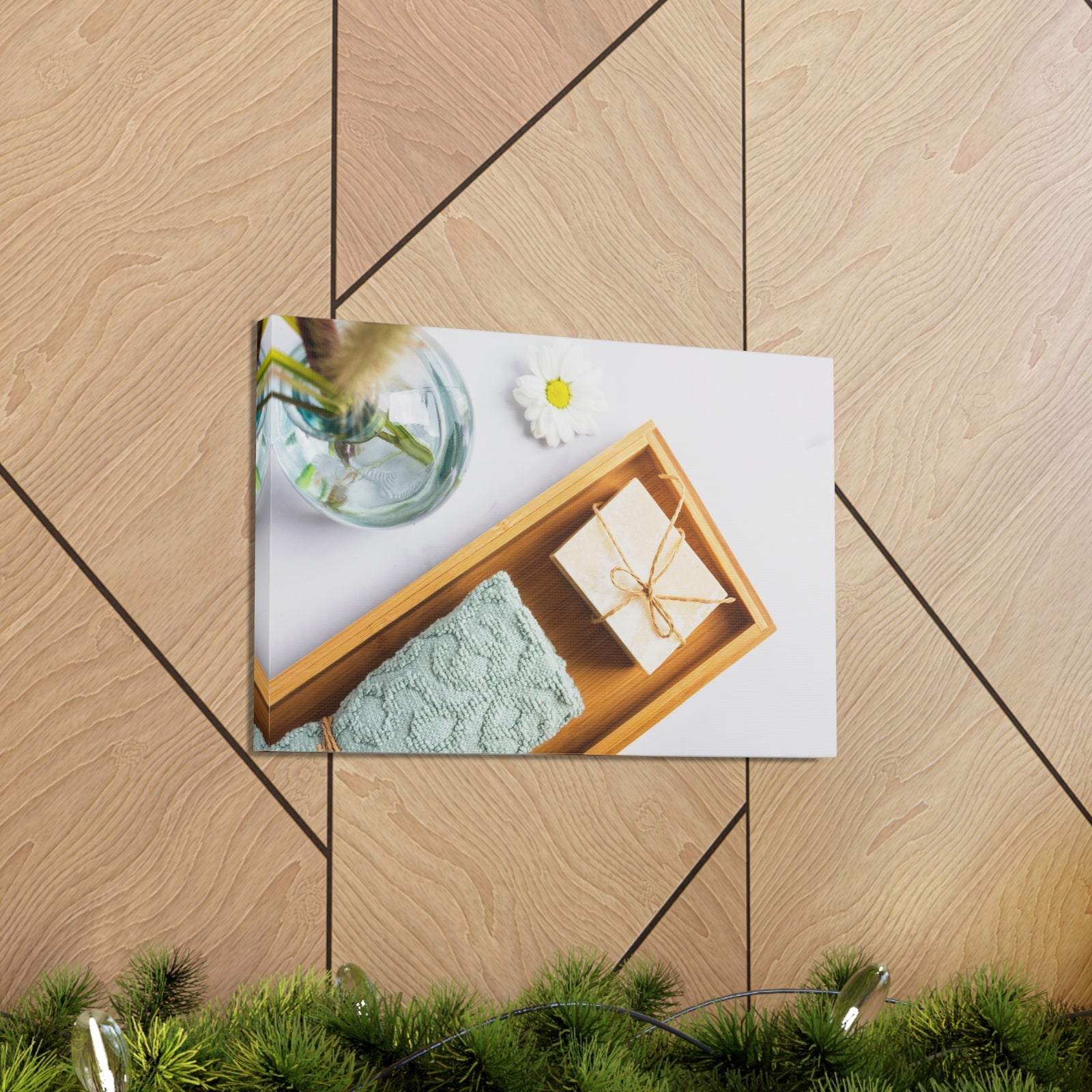 Top View Bath Forest Floral Nature Photography Canvas Wall Art for Home Decor Ready-to-Hang-Express Your Love Gifts