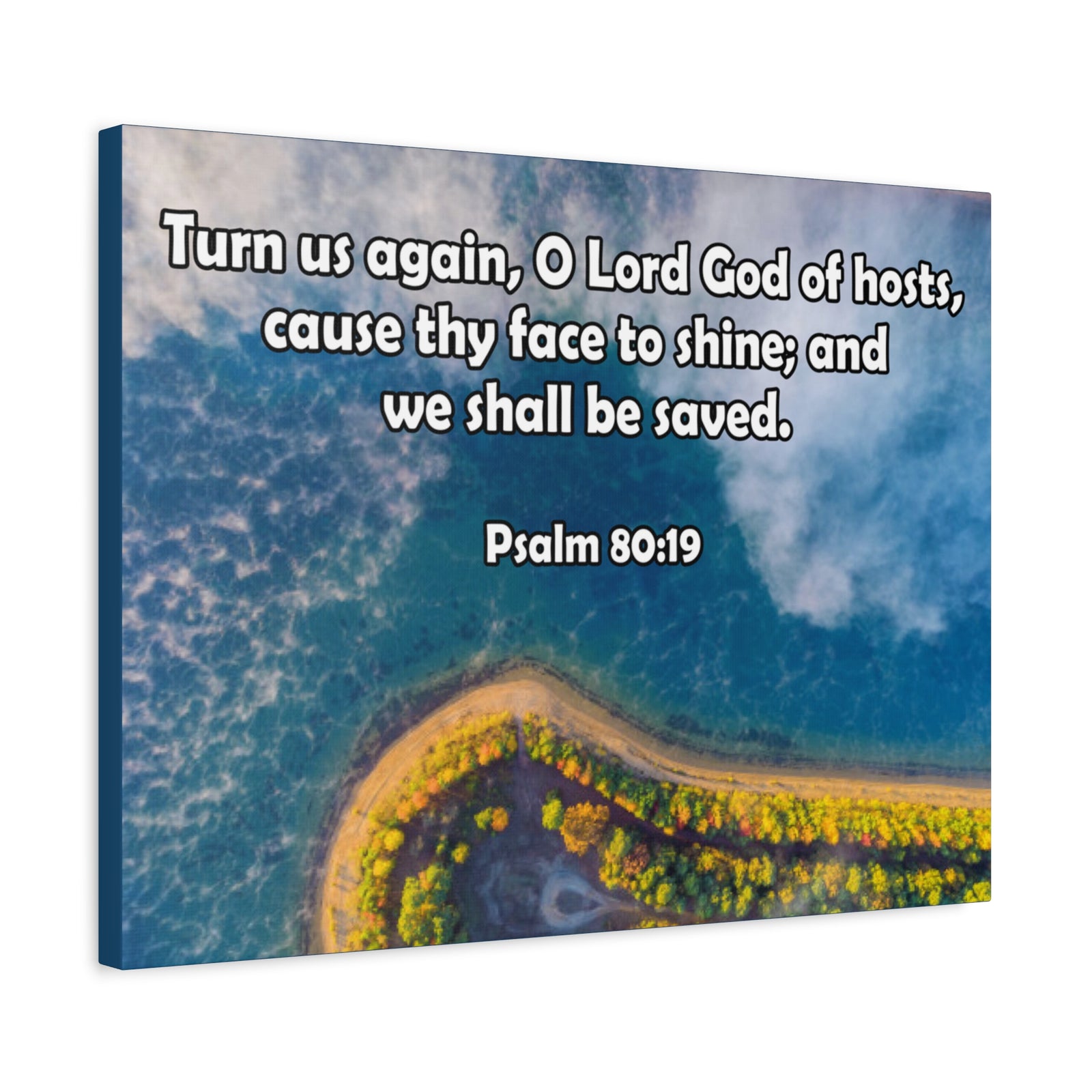 Bible Verse Canvas Turn Us Again Psalm 80:19 Christian Home Décor Wall Art Scripture Ready to Hang Faith Print-Express Your Love Gifts