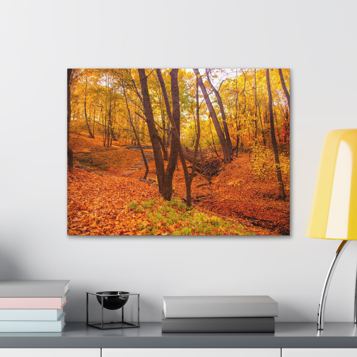 Fall Orange Tree Forest Nature Wilderness Photography Canvas Wall Art for Home Decor Ready-to-Hang-Express Your Love Gifts
