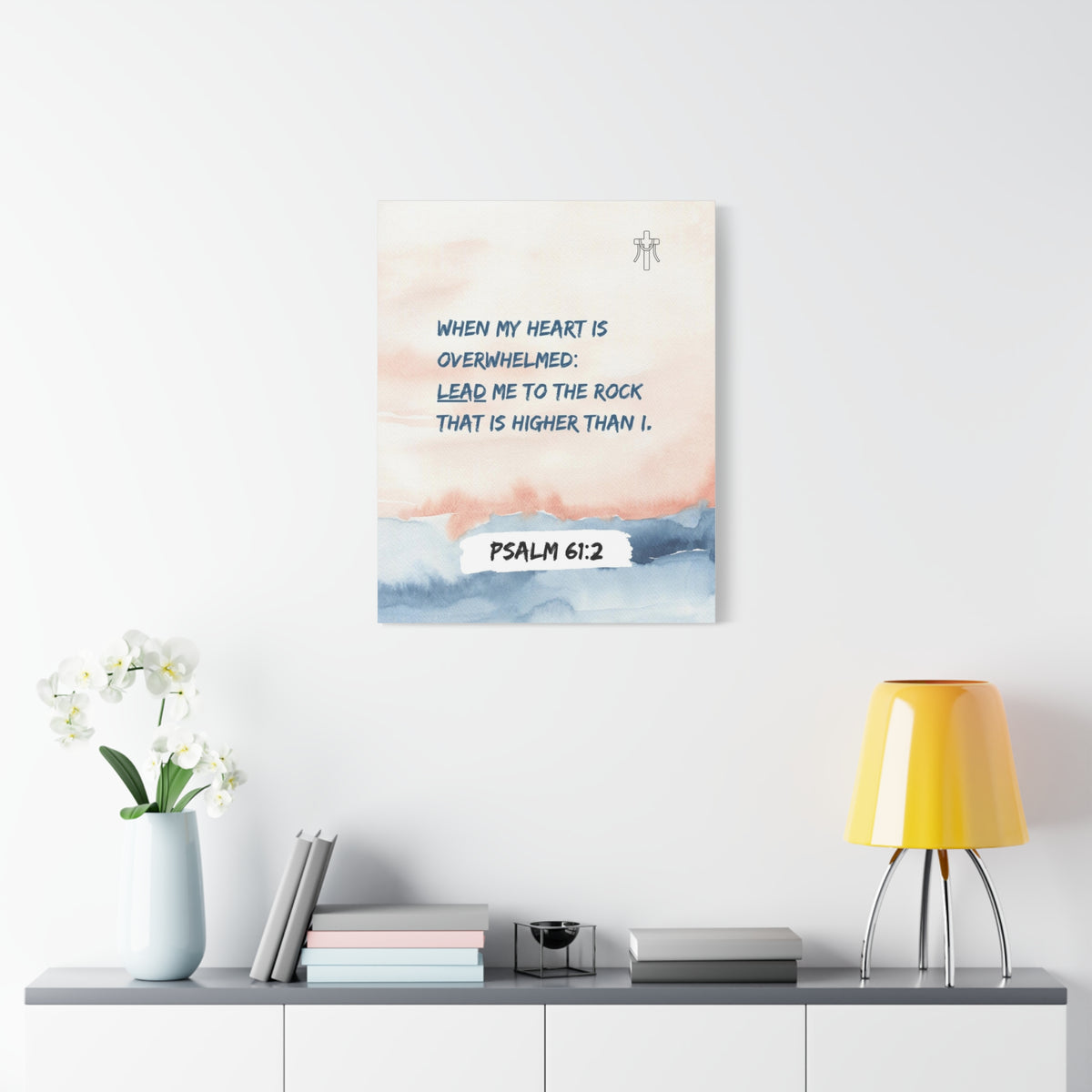 Scripture Walls Psalm 61:2 Lead Me to the Rock Bible Verse Canvas Christian Wall Art Ready to Hang Unframed-Express Your Love Gifts