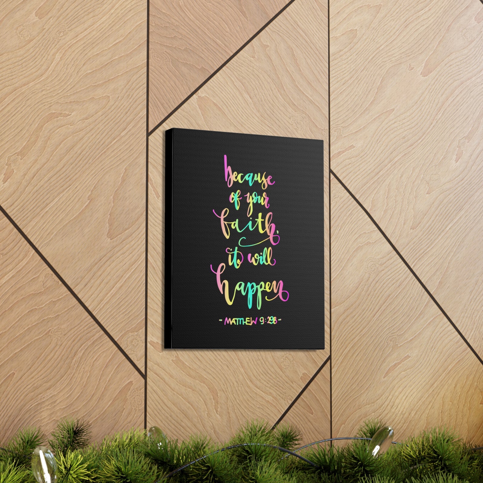 Scripture Canvas Because Of Your Faith Matthew 9:29 Christian Wall Art Bible Verse Print Ready To Hang-Express Your Love Gifts