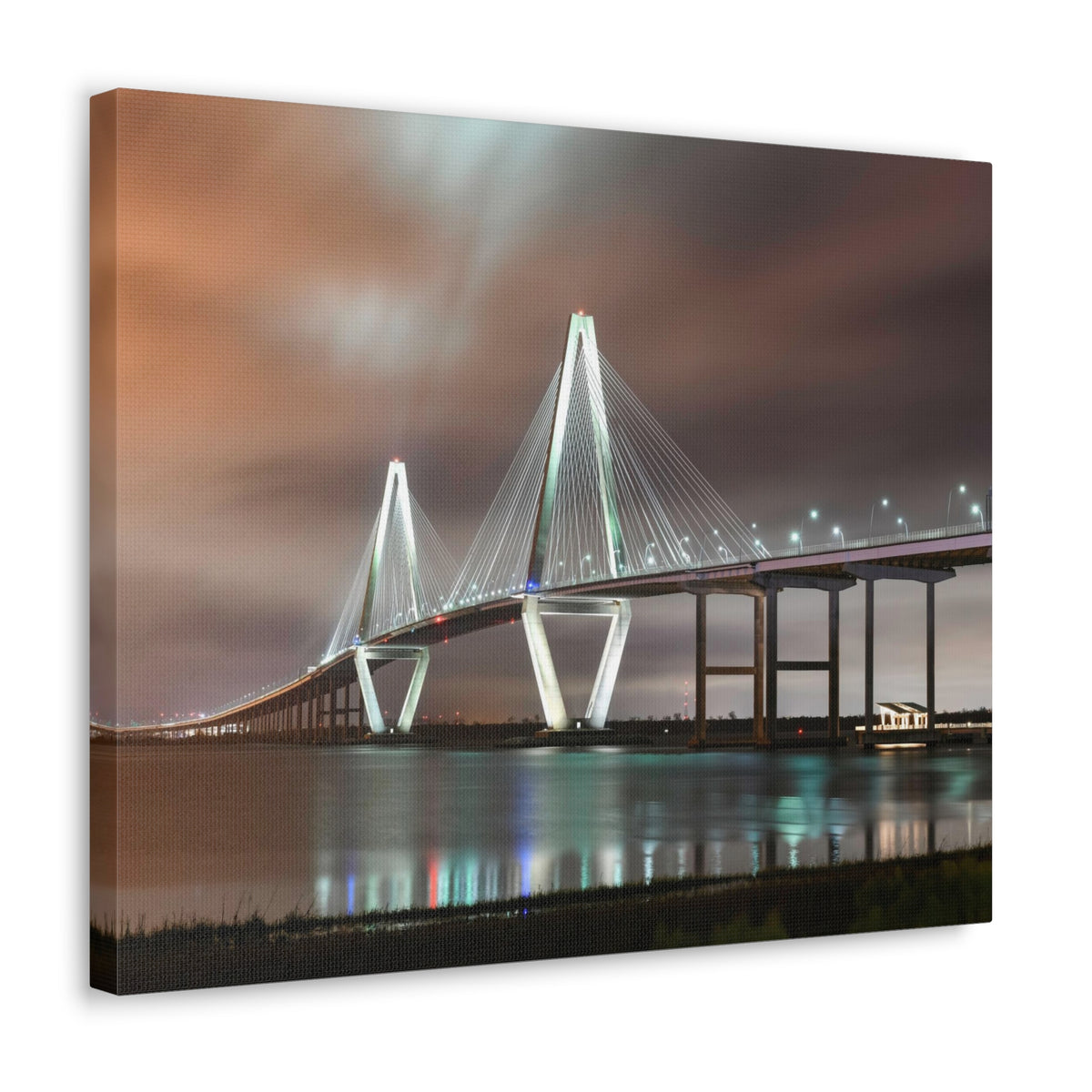 River Bridge Charleston South Carolina Nature Wilderness Photography Canvas Wall Art for Home Decor Ready-to-Hang-Express Your Love Gifts