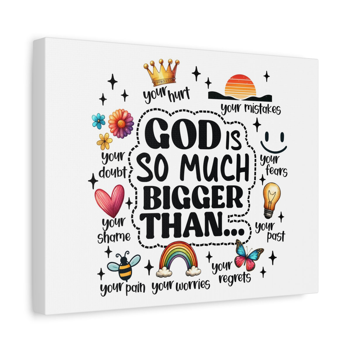 Scripture Walls God Bigger Than Everything Bible Verse Canvas Christian Wall Art Ready to Hang Unframed-Express Your Love Gifts