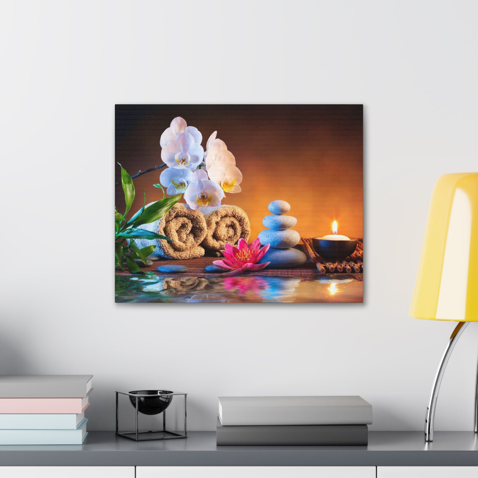 Towels on Bamboo Mat Forest Floral Nature Photography Canvas Wall Art for Home Decor Ready-to-Hang-Express Your Love Gifts