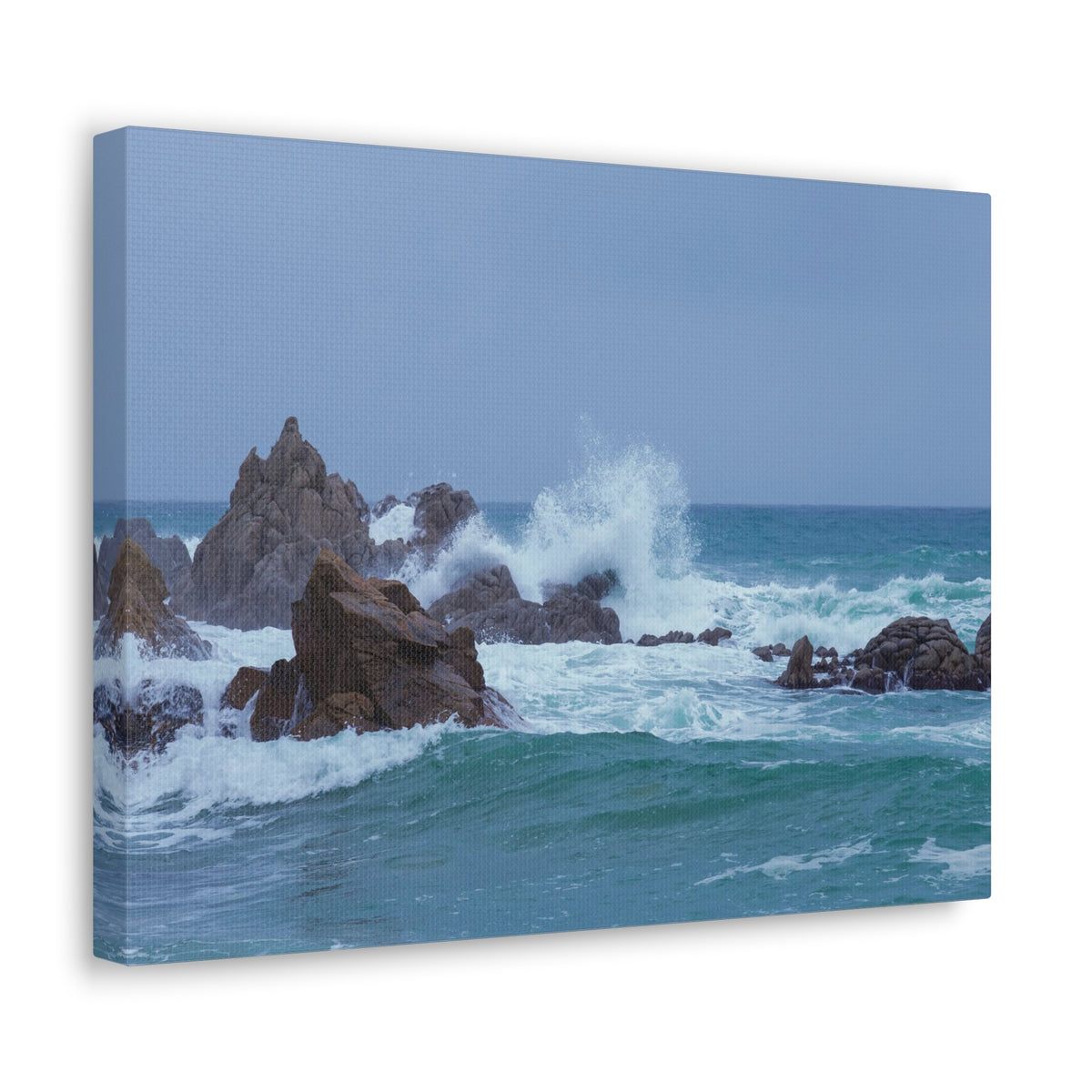 Sea Waves Crash Against Rocks Large Splashes Ocean Canvas Wall Art for Home Decor Ready-to-Hang-Express Your Love Gifts