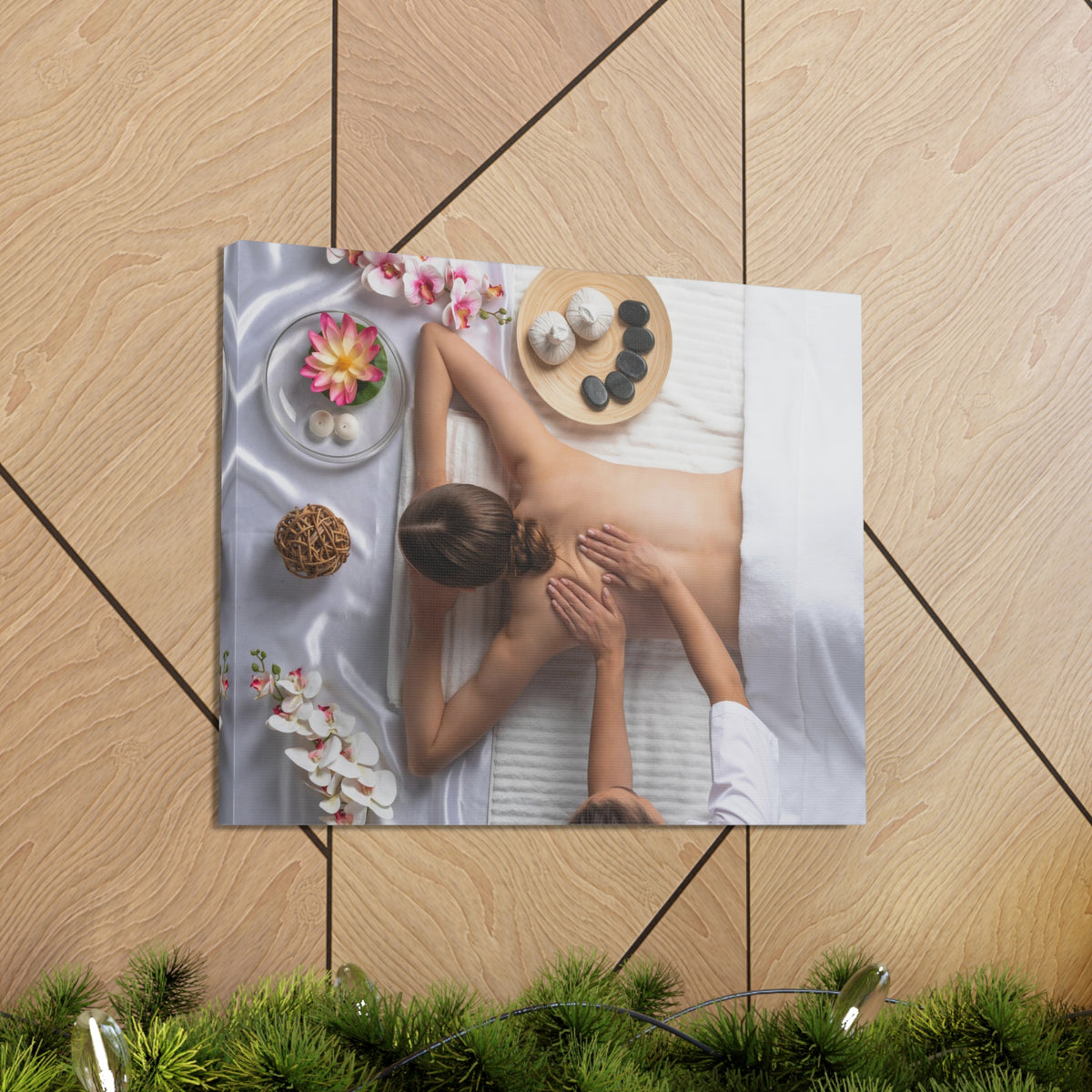 Woman Spa Massage Forest Floral Nature Photography Canvas Wall Art for Home Decor Ready-to-Hang-Express Your Love Gifts