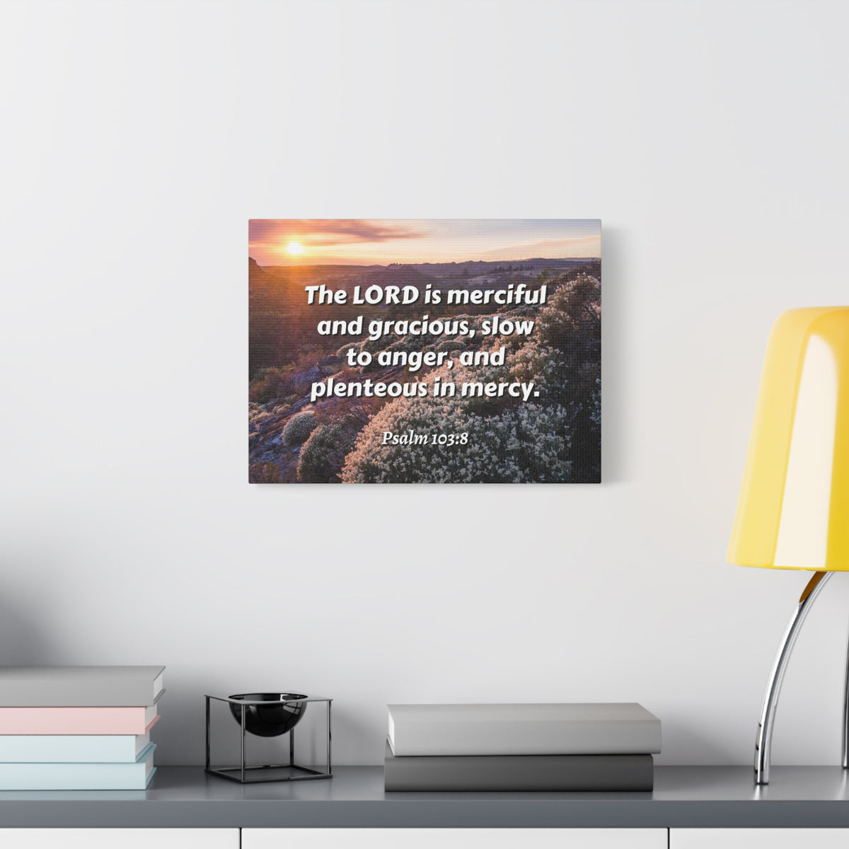 Scripture Canvas Merciful And Gracious Psalm 103:8 Christian Wall Art Bible Verse Print Ready to Hang-Express Your Love Gifts