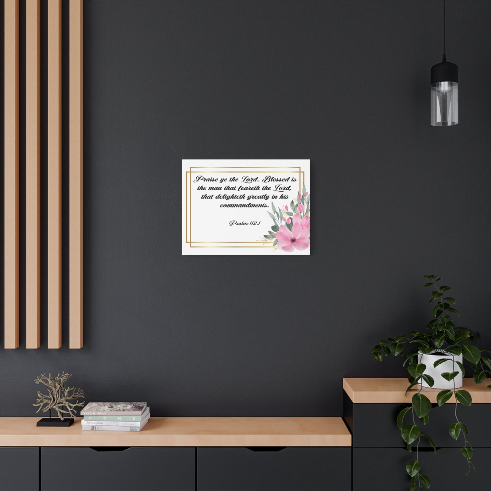 Bible Verse Canvas Praise Ye The Lord Psalm 112:1 Christian Home Décor Wall Art Scripture Ready to Hang Faith Print-Express Your Love Gifts