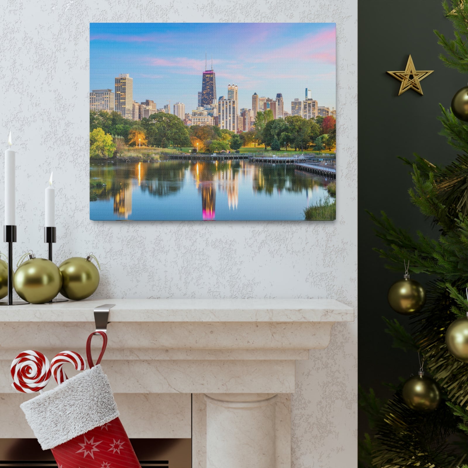 Chicago Daytime Skyline Canvas Artwork High-Quality Breathtaking Stunning Cityscape for Home Decor Ready to Hang-Express Your Love Gifts