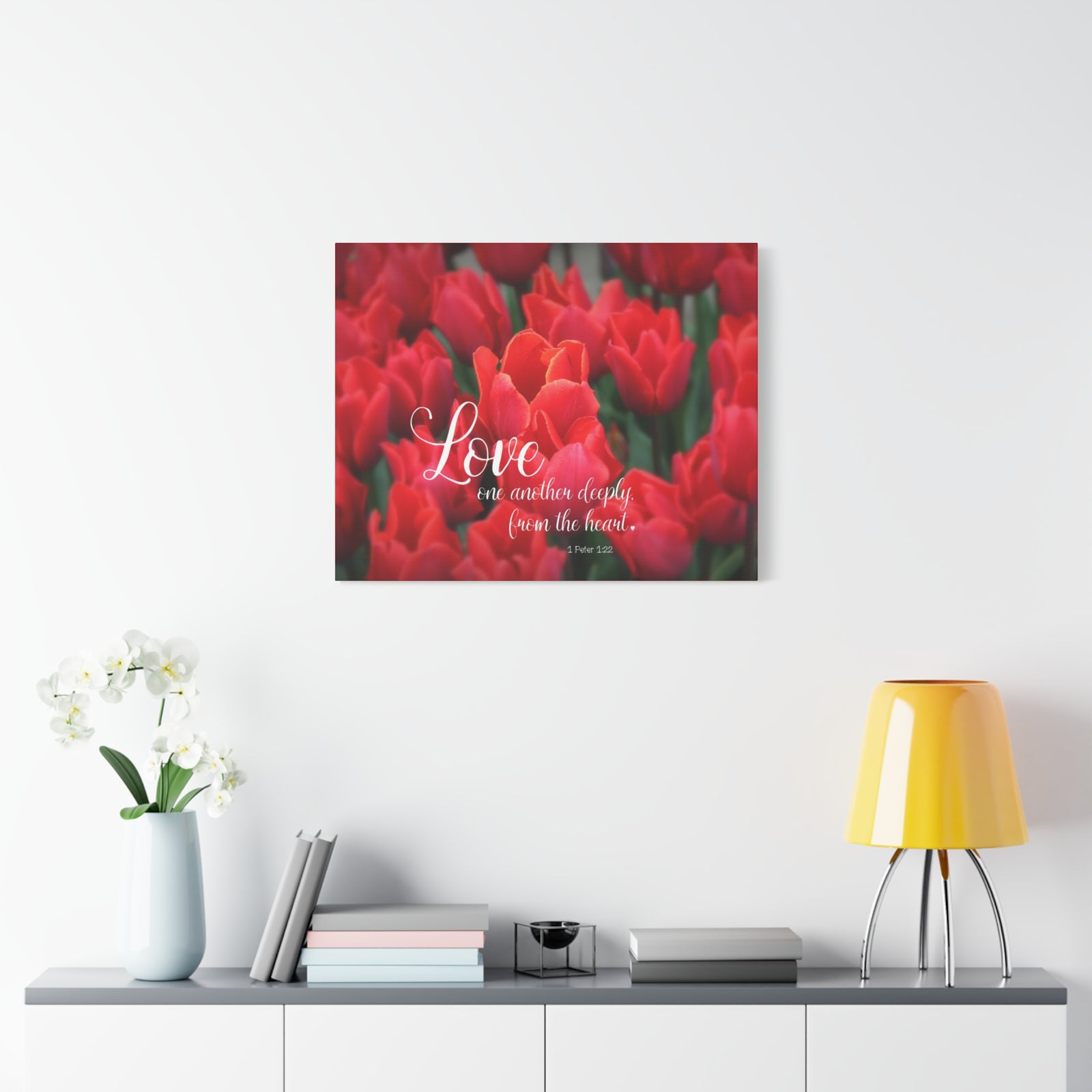 Scripture Canvas From The Heart 1 Peter 1:22 Christian Wall Art Bible Verse Print Ready to Hang-Express Your Love Gifts