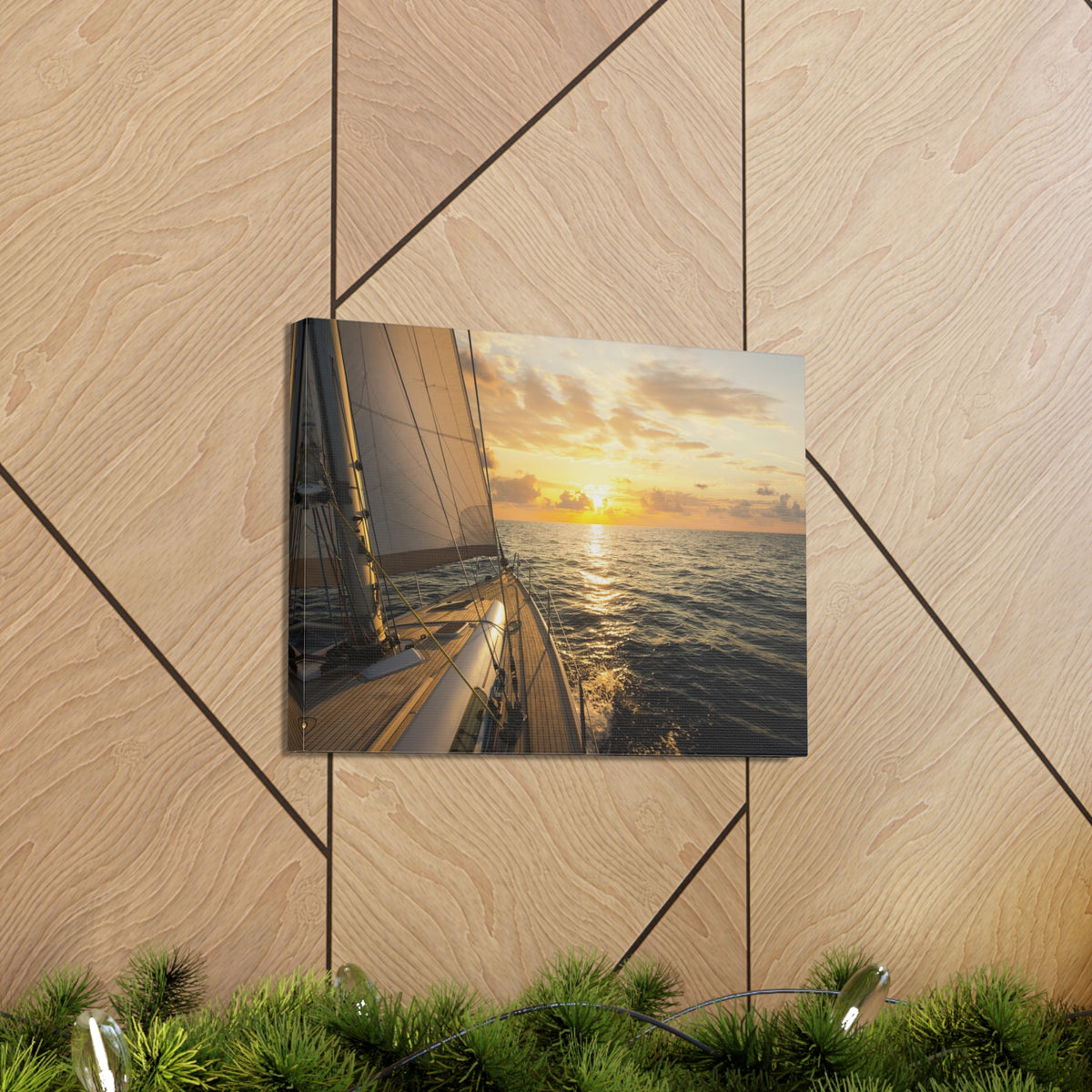 Sailboat Sailing In Mediterranean Sea At Sunset Ocean Canvas Wall Art for Home Decor Ready-to-Hang-Express Your Love Gifts