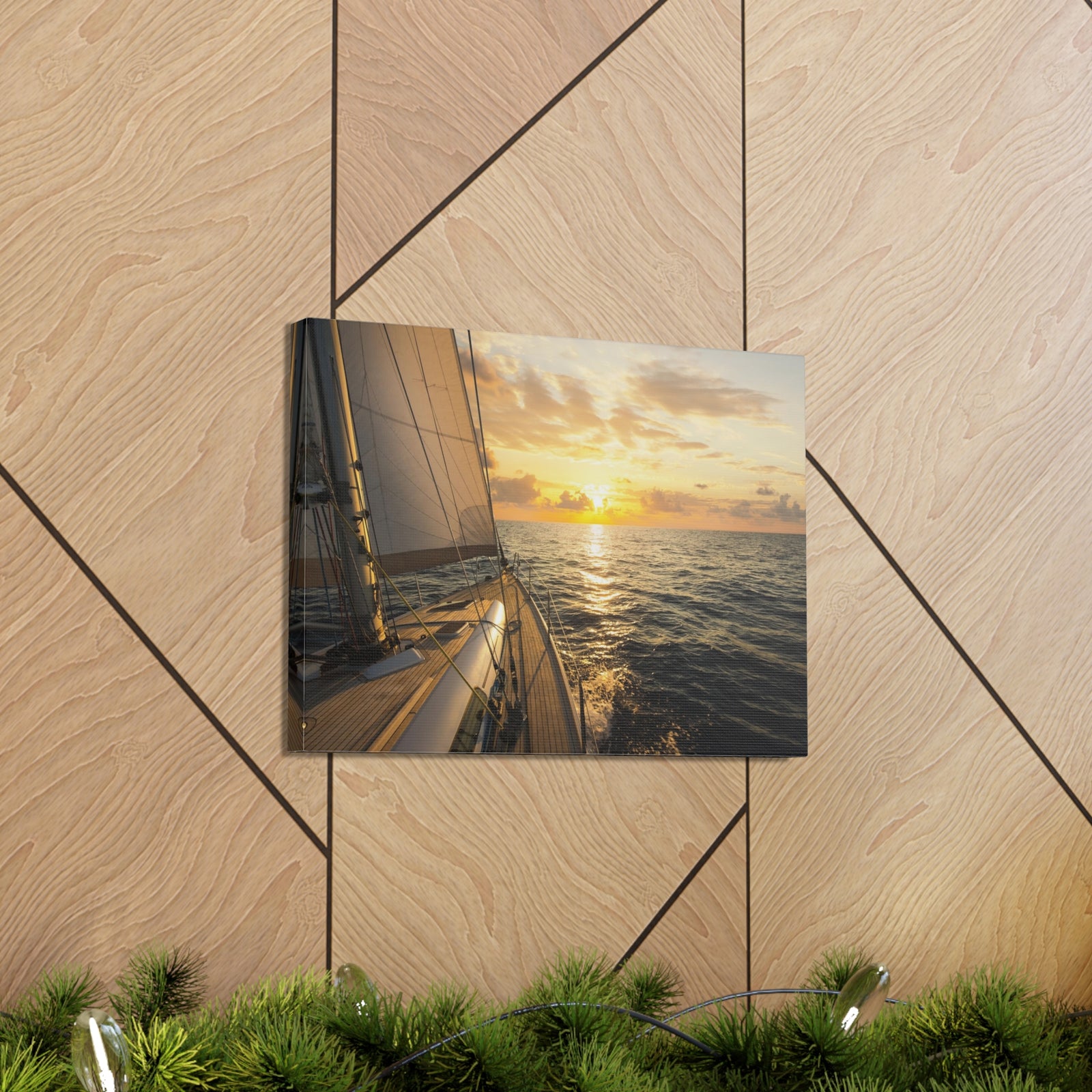 Sailboat Sailing In Mediterranean Sea At Sunset Ocean Canvas Wall Art for Home Decor Ready-to-Hang-Express Your Love Gifts